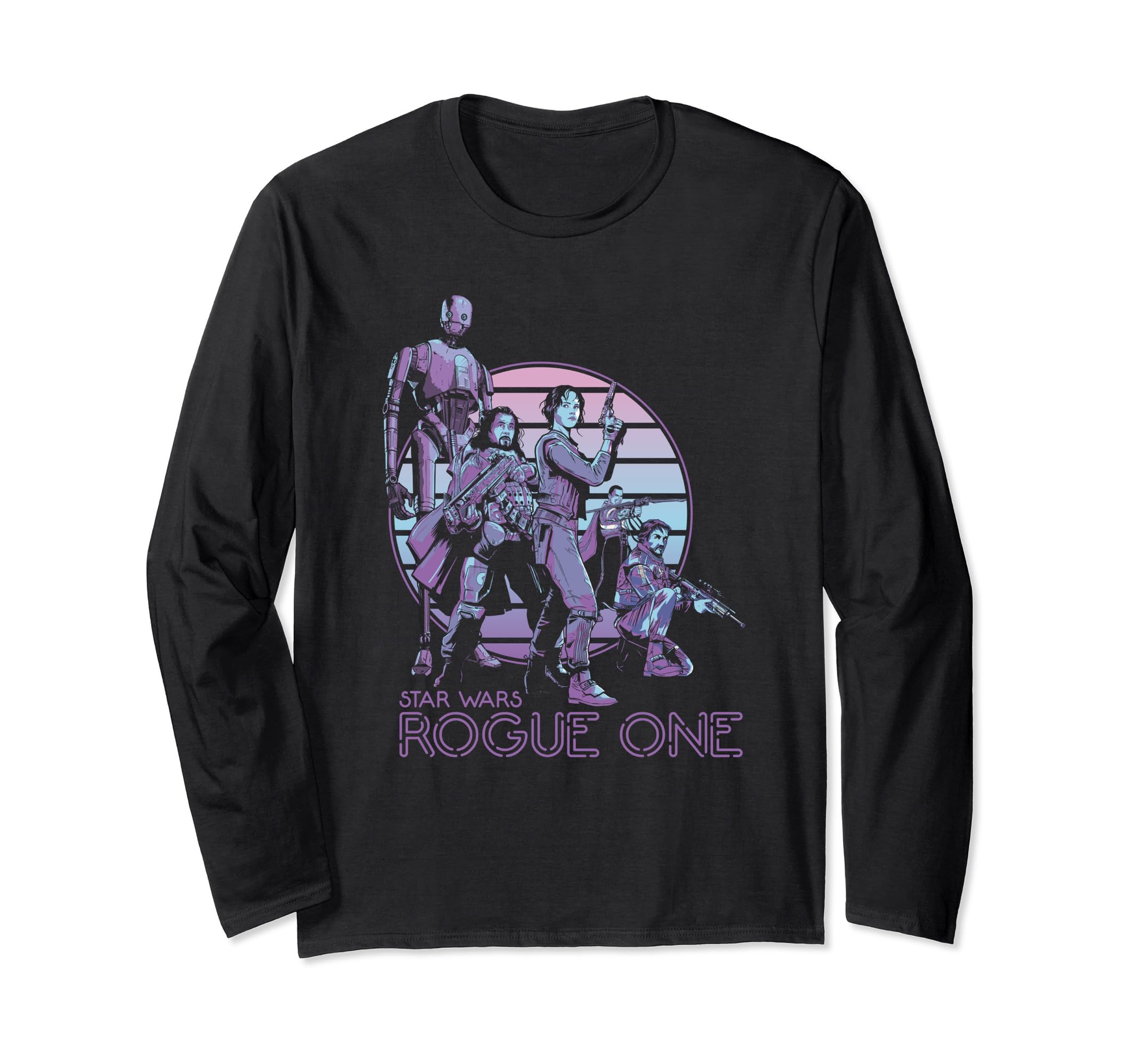 Star Wars Rogue One Neon Sign Rebel Group Long Sleeve T-Shirt, Black