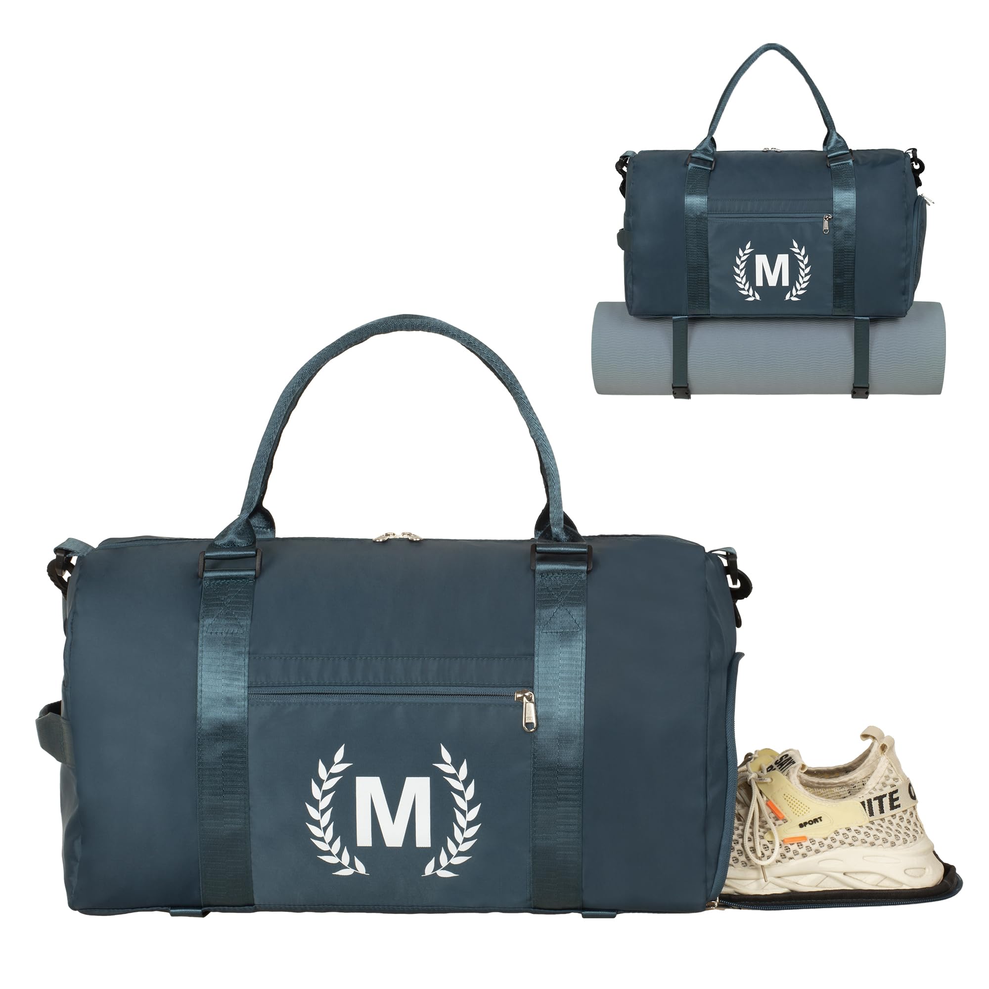 Gym Bag for Women, Personalized Duffle Bag with Shoe Compartment, Sports Bag for Yoga & Dance with Wet Pocket and Mat Strap.