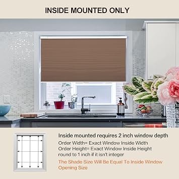 No Drill Honeycomb Blinds for Window, Blackout Cordless Cellular Shades, No Tools, Easy to Install, Cellular Blinds for Home, Office, Coffee