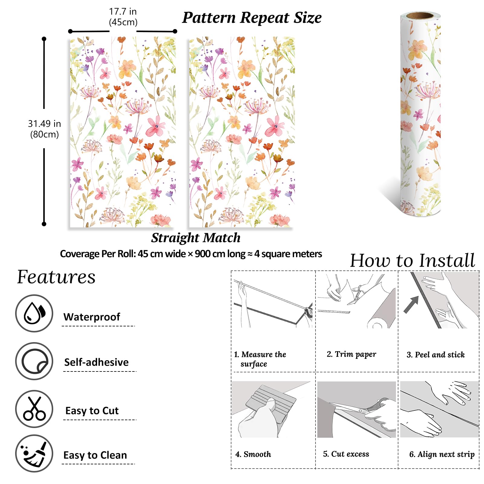 VEELIKE Papel Pintado Flores Rosa Crisantemo 44.5 cm × 900 cm Papel Pintado Pared Dormitorio Niña Murales Decorativos Pared Salon Vinilos para Muebles Cocina Decoracion Habitacion Baño Extraíble