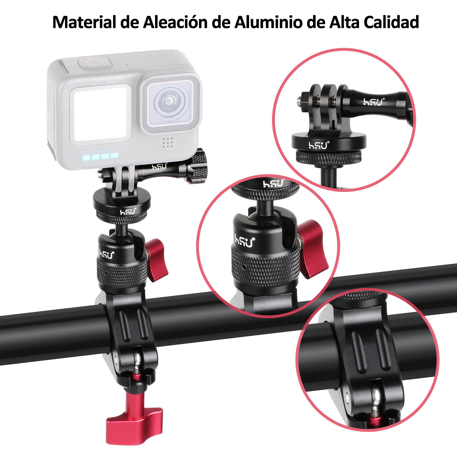 Soporte de Bicicleta para GoPro Cámara, 360° Rotación Montaje de Motocicleta para Cámaras de Acción