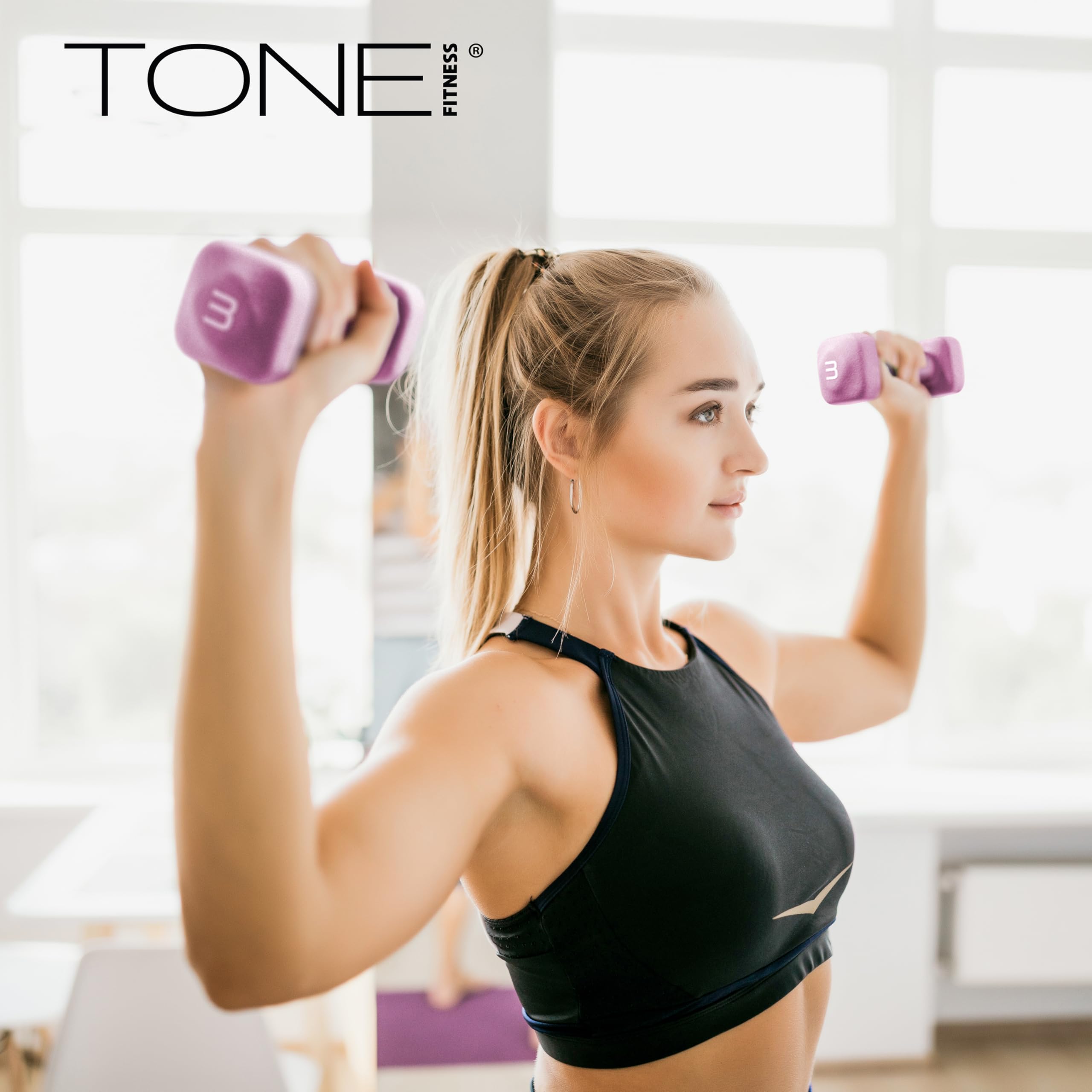 Tone Fitness Coppia di manubri in neoprene con testa quadrata antirollio | Opzioni multiple