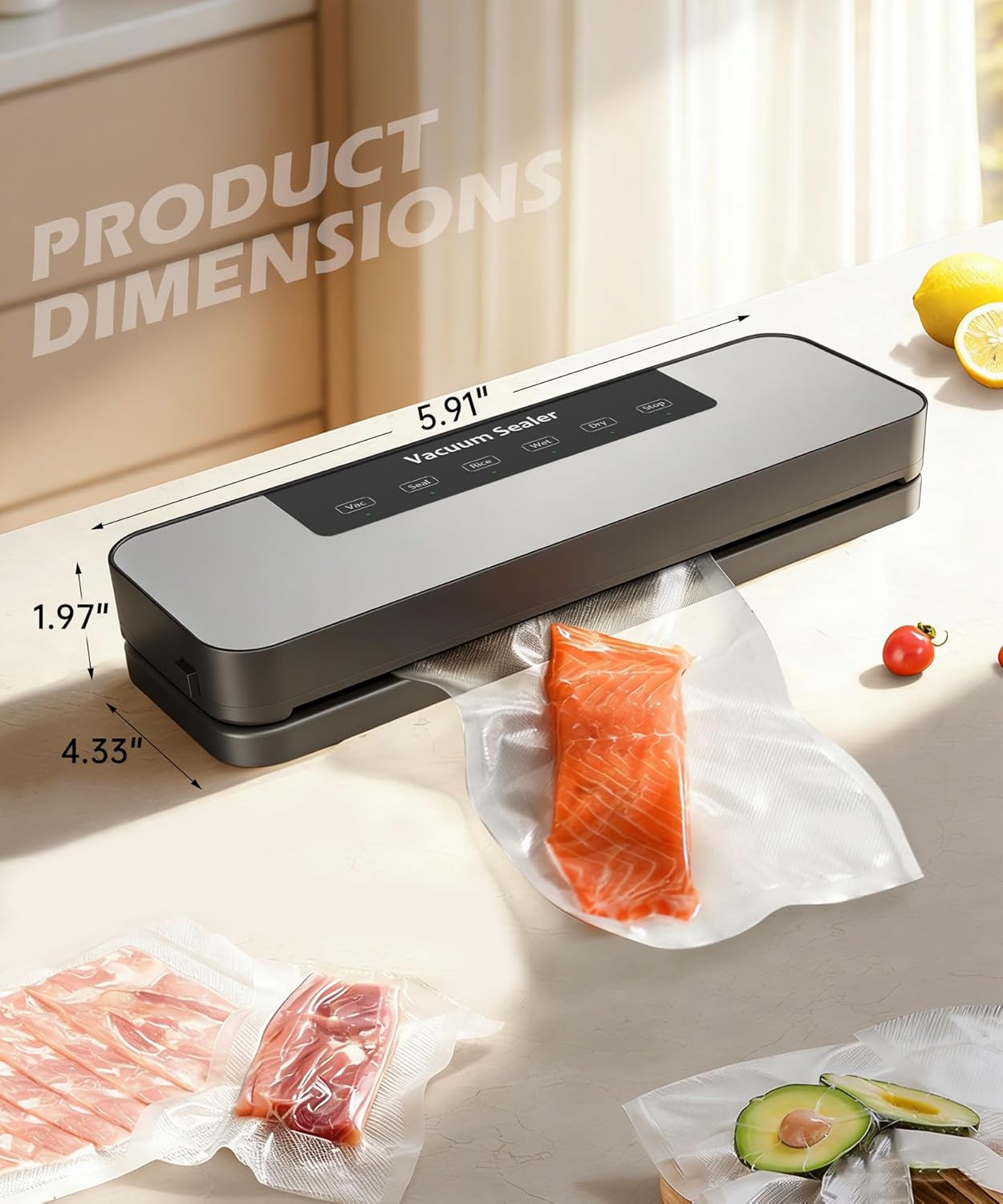Vacuum Sealer for Food,Food Vacuum Sealer Machine Portable Compact with Auto Seal, Dry & Moist Modes for Sous Vide, Meal Prep, Marinator, Food Storage & Leftovers, Includes Vacuum Sealer Bags(silver)