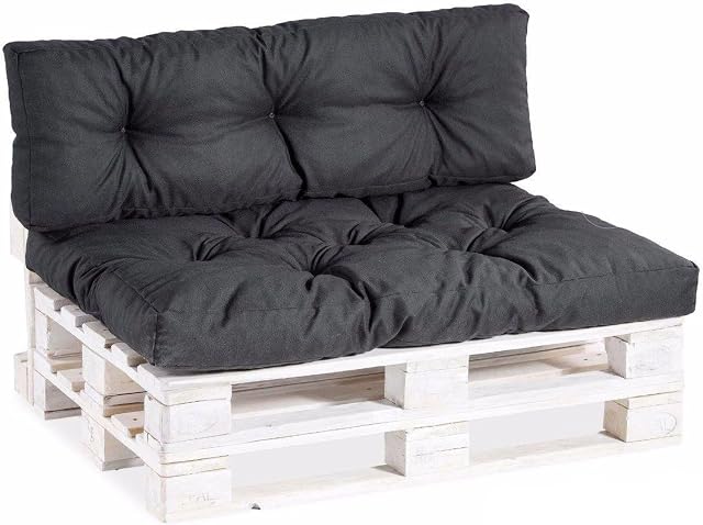 Gutekissen® Poduszki na palety pikowane Poduszki ogrodowe PPI (Oparcie 120x40, gesteppt Czarny)