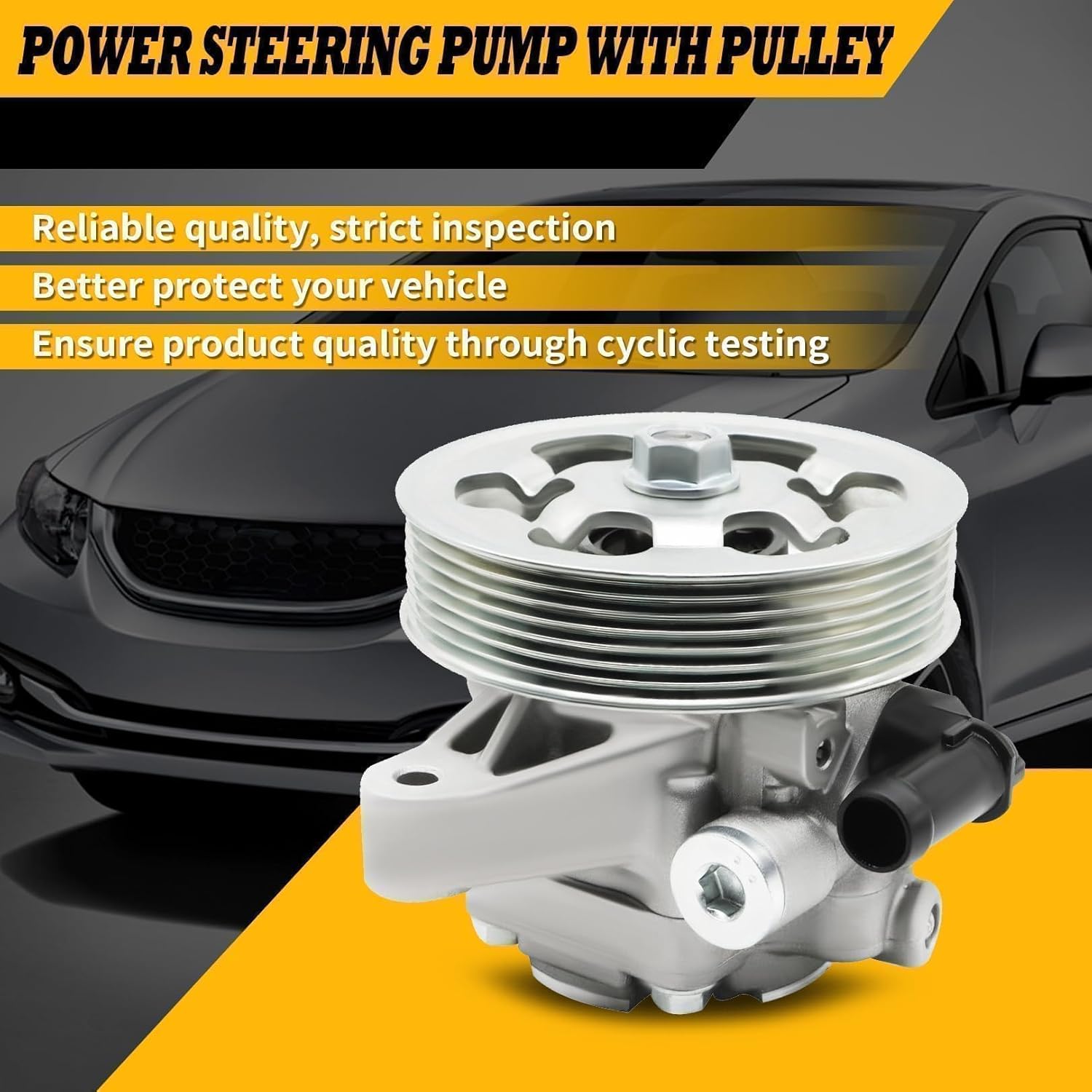 21-5341 Power Steering Pump with Pulley Compatible with Accord EX/LX L4 2.4L 2003 2004 2005 2006 2007 96-5341 56110RAAA01
