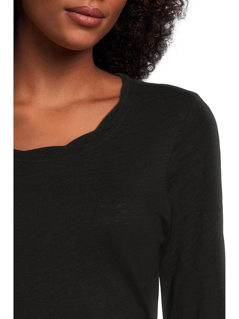 Black Mod-o-doc Long Sleeve Twisted Scoopneck Tee