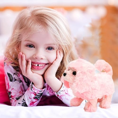 Miniatura 3 de SANGKN Perro de juguete, perros de juguete que caminan y ladran, cachorro realista con batería para niños, juguete realista para ladrar, juguete