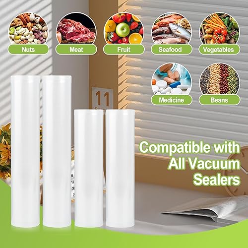 Miniatura 5 de 4 Rolls Vacuum Sealer Bags Compatible with Anova & FoodSaver Vacuum Sealer, 11" x 16.4' and 8.3" x 16.4' BPA-Free Heavy-Duty Rolls for Meal Prep,