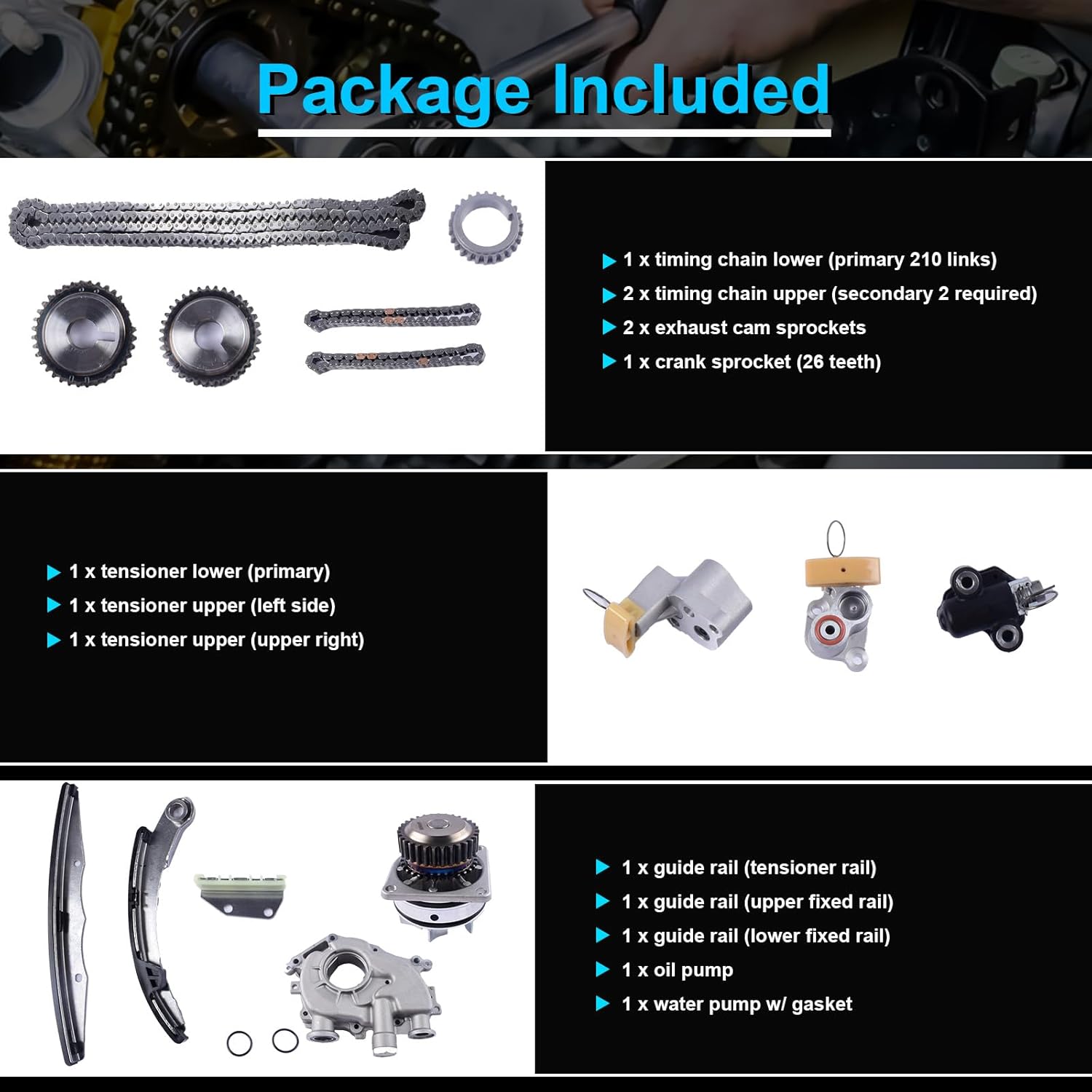 Timing Chain Kit with Water Pump & Oil Pump for 2005-2010 Nissan Frontier Pathfinder Xterra 4.0L V6 VQ40DE Engine – Replace 13028-ZK01C – Reliable Engine Timing Set