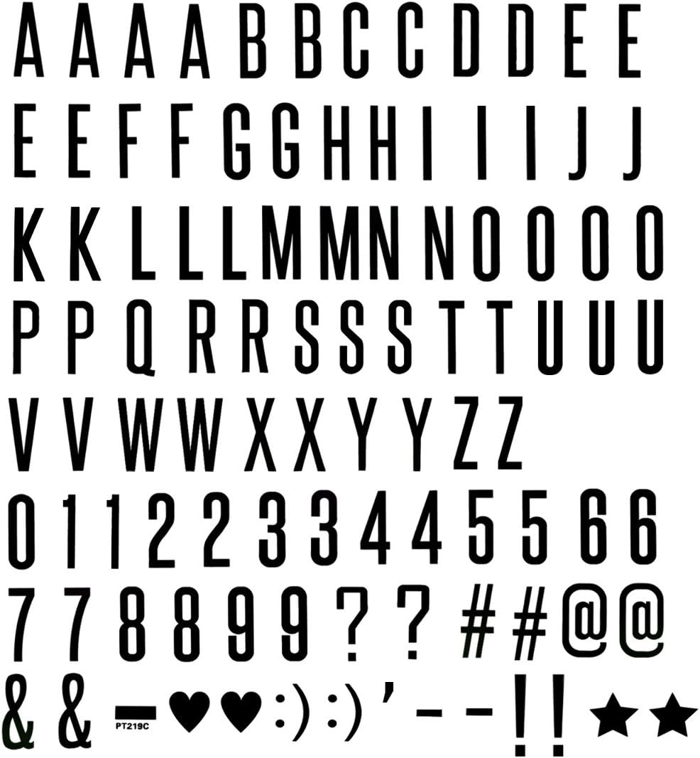kwmobile Cinema Light Box Letters A4 Size - 105 Pieces Black Replacement Letters for Sign Letters Numbers and Symbols