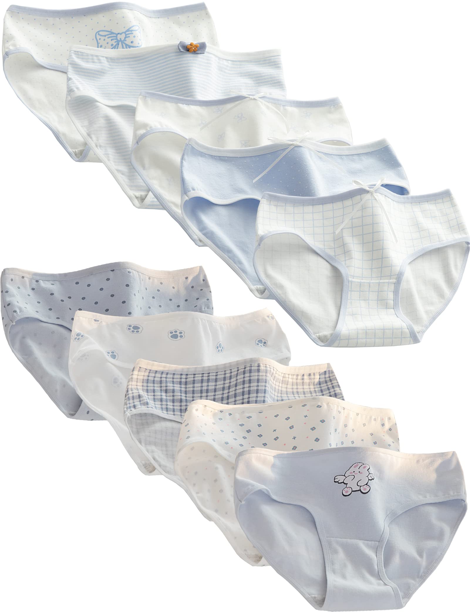 Kiench Girls Panties Cotton Underwear Slips Panties 10-Pack