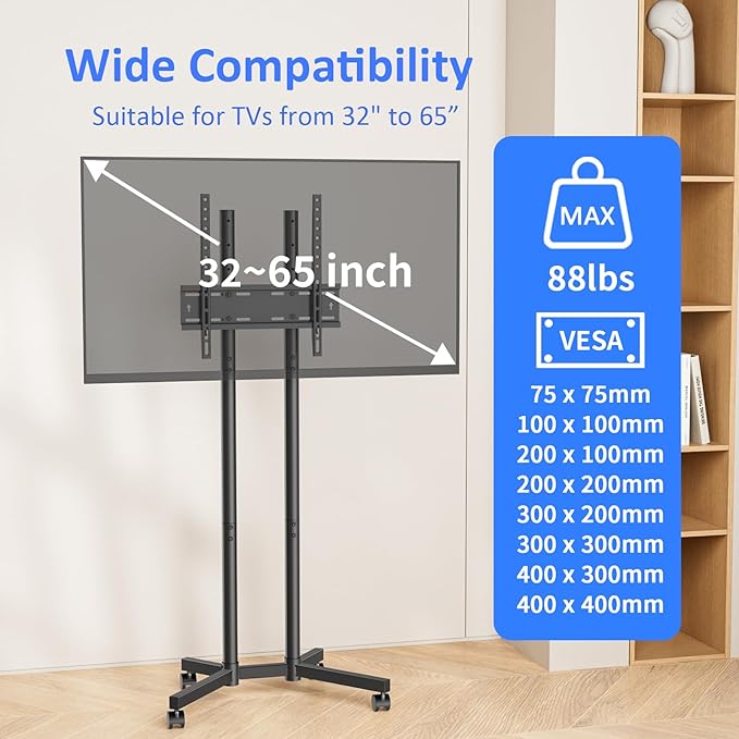 Soporte Móvil para TV Afaloona 32-65 Pulgadas, Negro miniatura 2