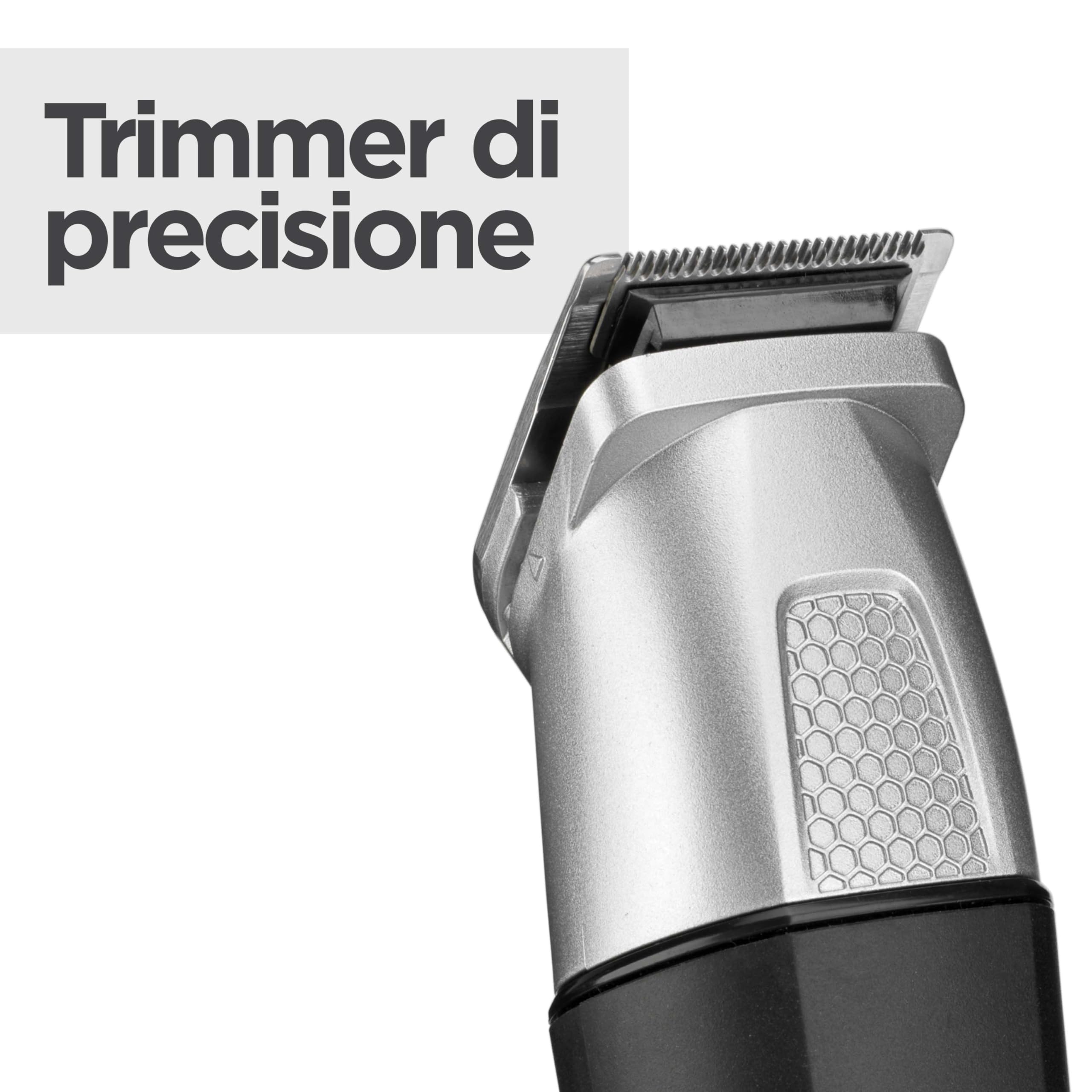 BaByliss Multikit Grooming 11 in 1 Lithium Power, per barba viso e corpo, multi-uso, waterproof, black/grey, MT812E