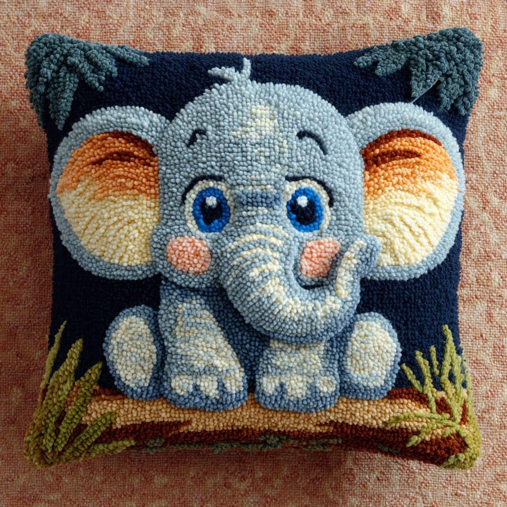 Henypt DIY Latch Hook Cushions Kits Elephant
