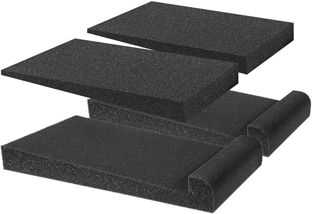2 Pair of Acoustic Foam Isolation Pad for Studio Monitor Loud-speaker Playback Recording Effect Reducing Background Noise -Black