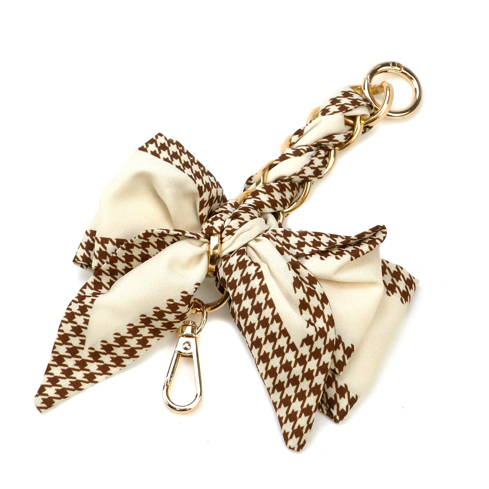 MY MIRONEY Handbag Extender Chain Brown Silk Bowknot Purse Chain Strap Extender Replacement Women Bag Scarf Decoration for Purse, Handbags, Shoulder