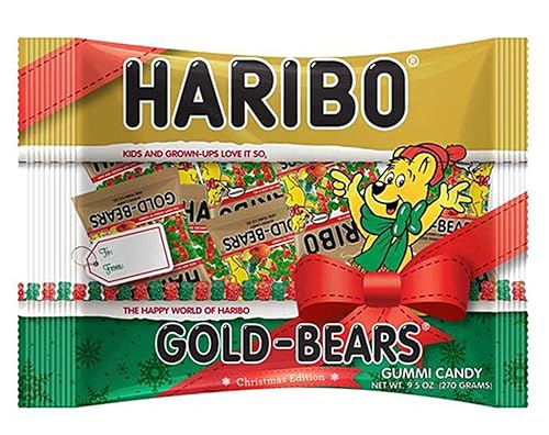 Haribo GoldBears edición navideña de gomitas de caramelos pequeños 95 onzas peso total de la bolsa