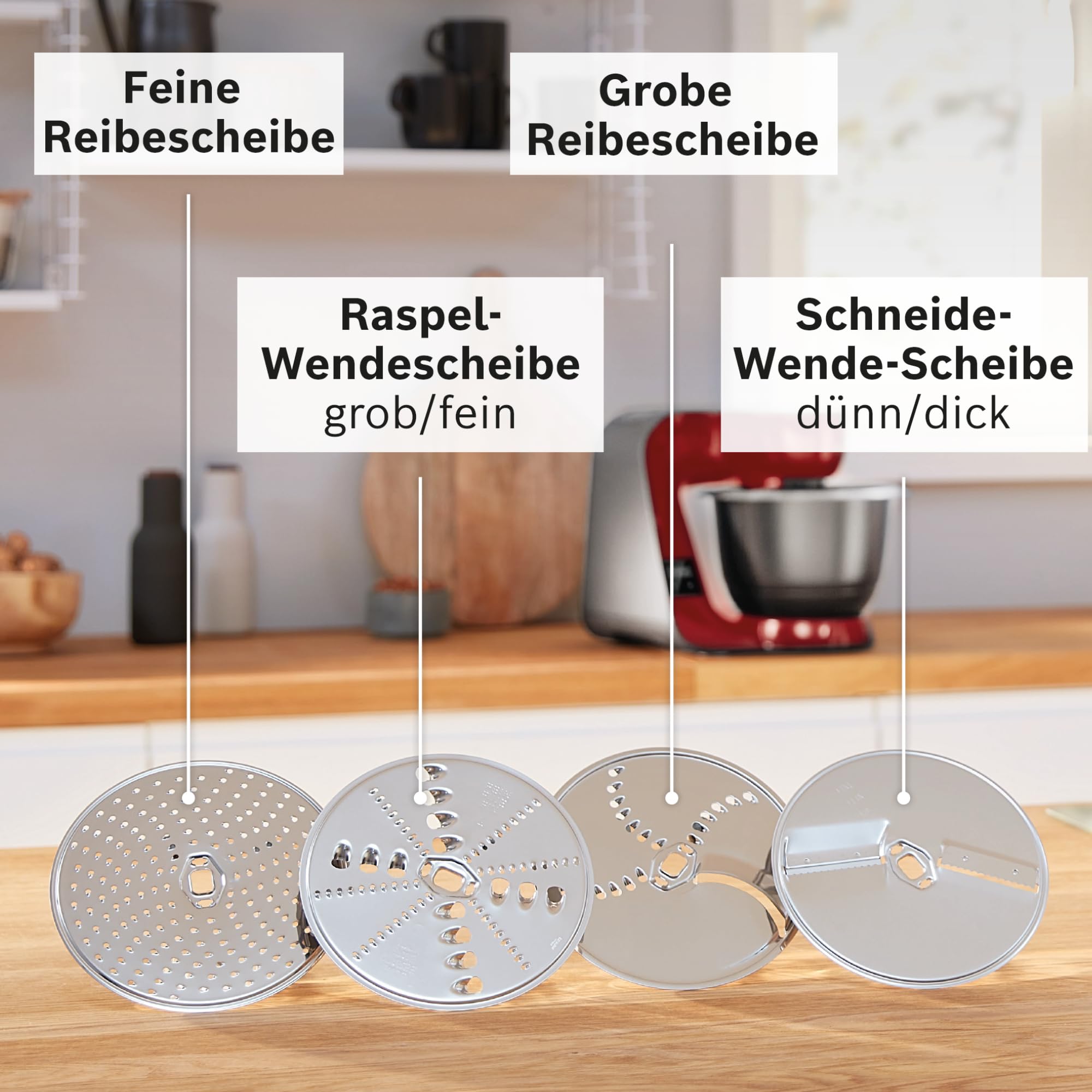 Bosch Küchenmaschine MUM5 MUM5X720, integrierte Waage,Edelstahl-Schüssel 3,9L, Mixer 1,25L, Profi-Knethaken, Planetarisches Rührgetriebe, Rührbesen, Durchlaufschnitzler, 1000 W, Silber/Dunkelrot