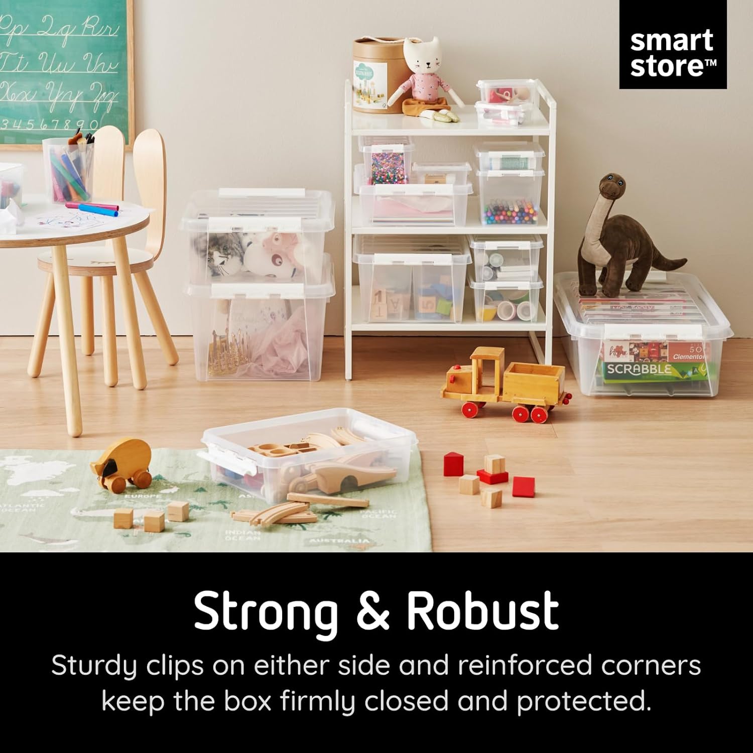 SmartStore Classic 10 Clear Plastic Storage Boxes, 8L/8.5QT BPA-Free Stackable and Nestable Container with Secure Lid, Swedish Made Plastic Bins for Organization, L13.39 x W9.84 x H6.3-10 Pack