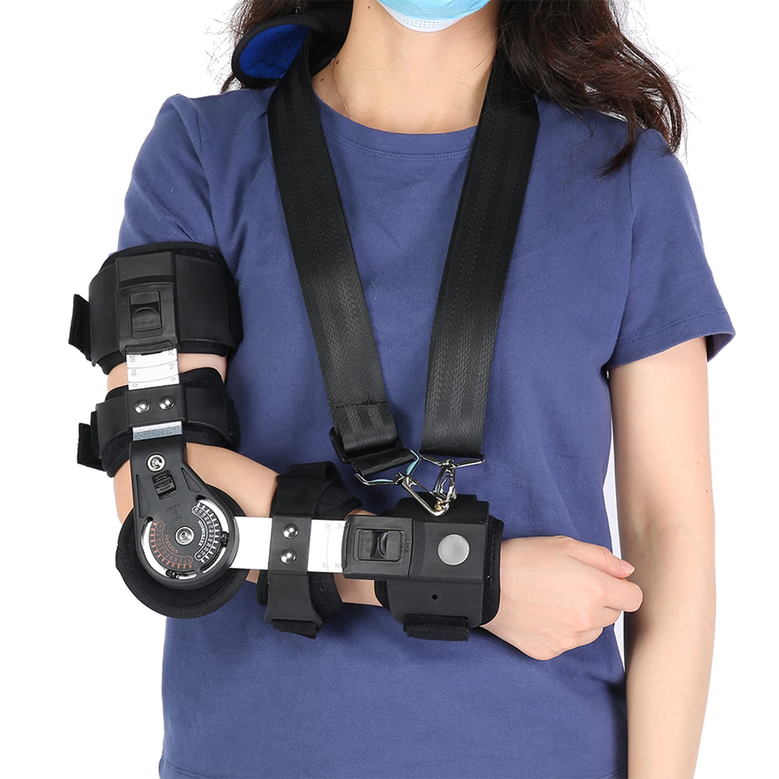 Attelle de coude, attelle de soutien de réadaptation de fracture du coude respirante réglable attelle de coude universelle avec attelle de stabilisation de fronde pour bras droit