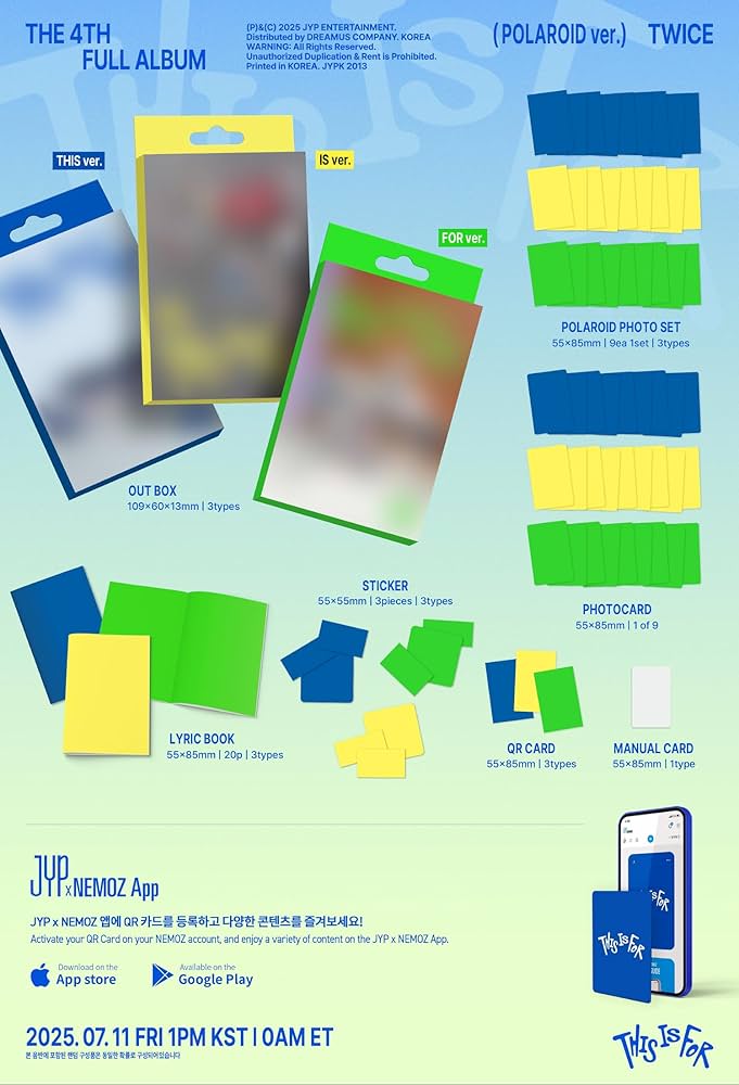 Amazon.com: TWICE THIS IS FOR 4th Album POLAROID 3 Version Set