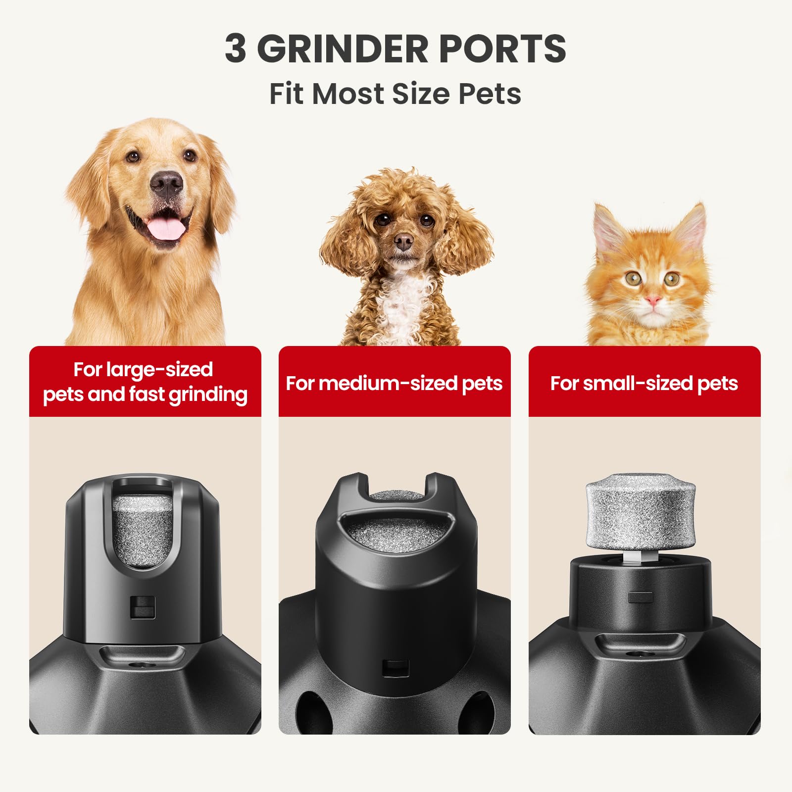 DOG CARE Dog Nail Grinder, Ultra Quiet Dog Nail Trimmers with LED Light & 2 Speeds, Rechargeable Cordless Pet Nail Grinder for Small Medium Large Dogs Cats, Professional Painless Pet Claw Grooming Kit - image 3