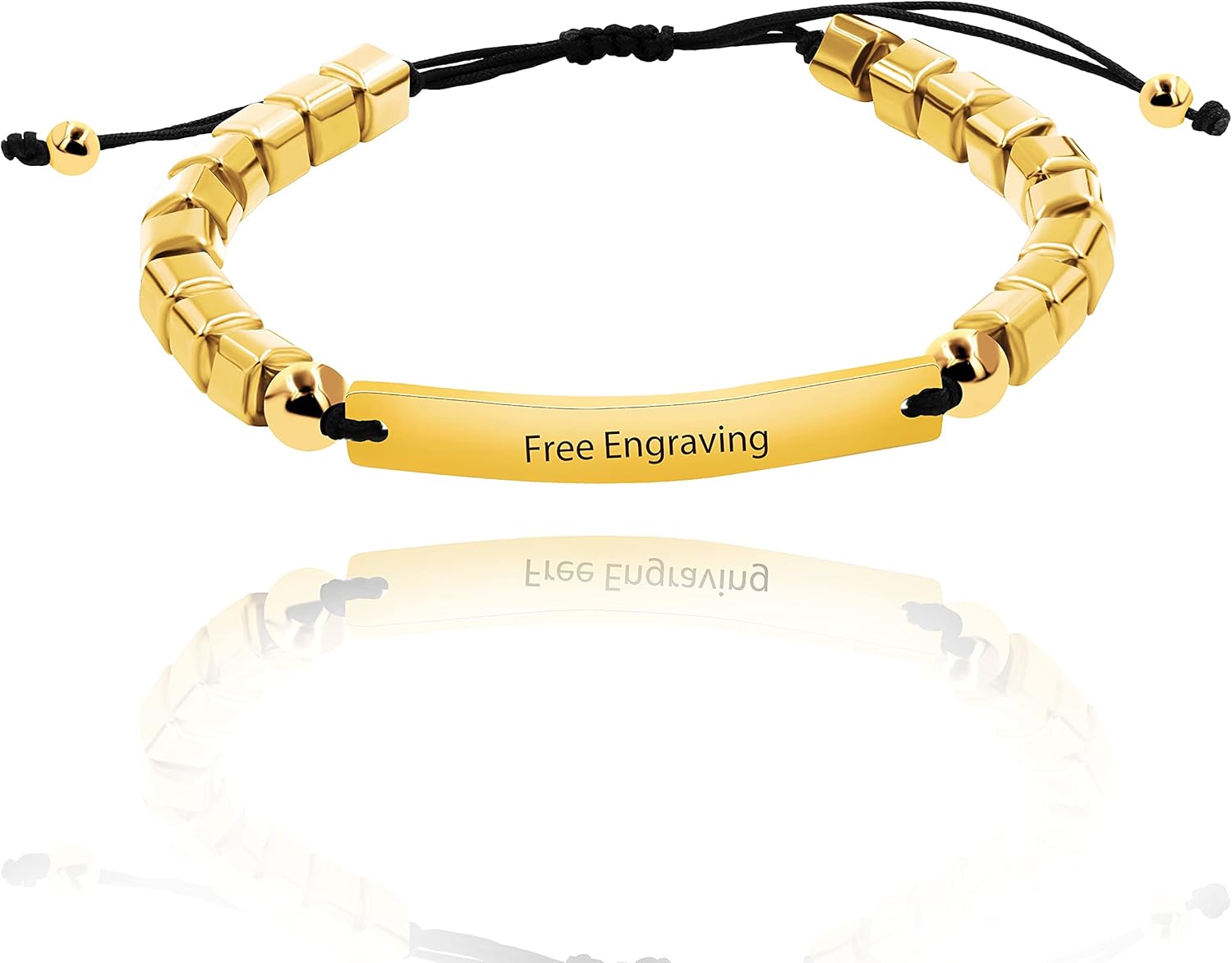 Square Hematite Stone Bracelets Custom Engraving Name ID Bracelets for Women Men Best Friends Birthday Graguation Wedding Promise Personalized