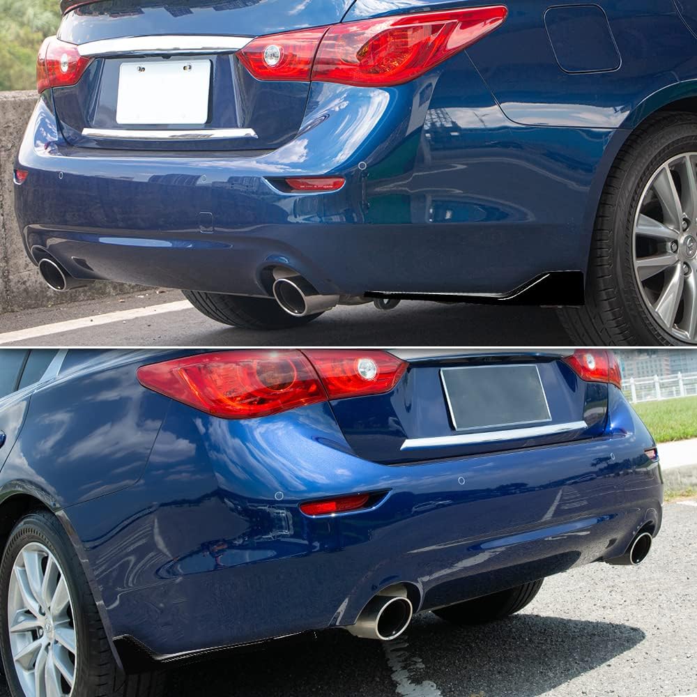 Q50 Rear Bumper Splitter Diffuser Canards, Compatible with 2014-2024 Infiniti Q50, Gloss Black Rear Lip Spoiler Extension Kit