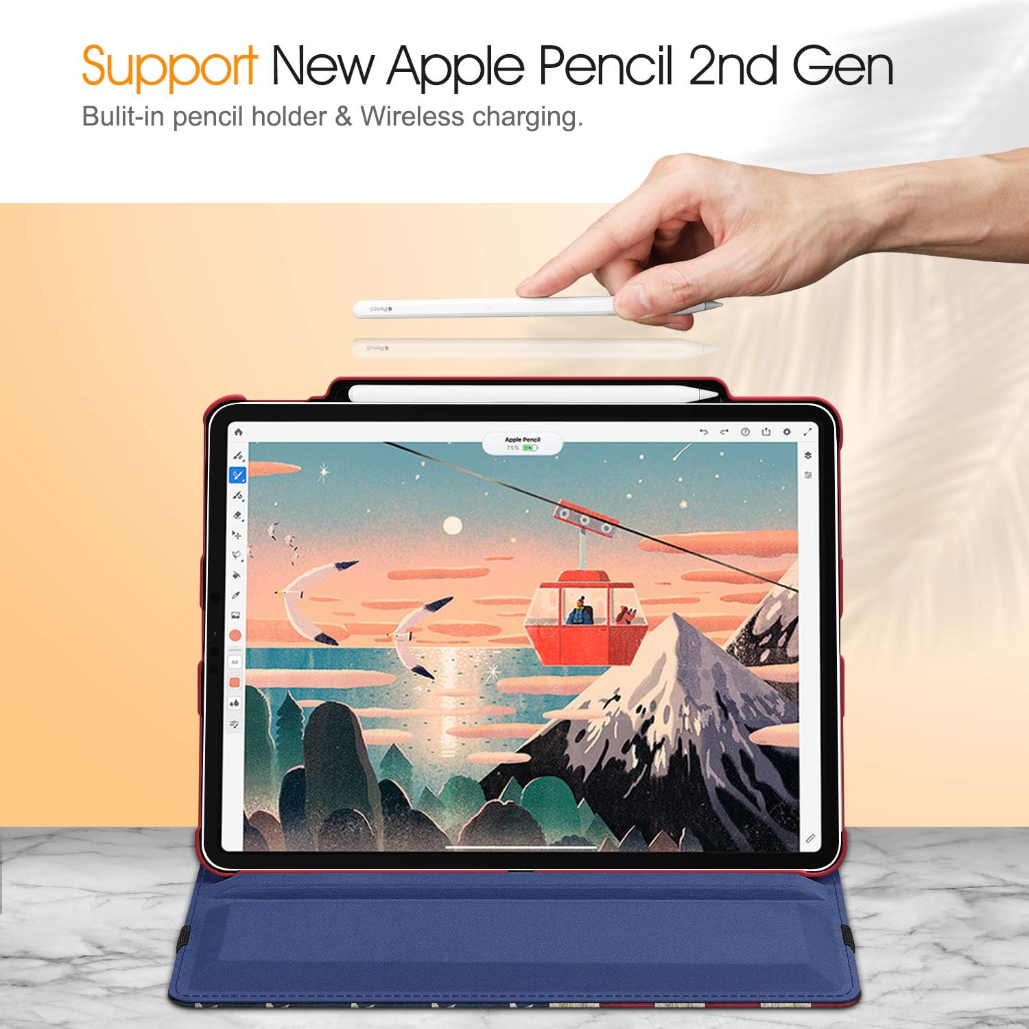 Fintie Rotating Case for iPad Pro 12.9 4th Generation 2020 & 3rd Gen 2018-360 Degree Rotating Smart Stand Cover w/Pencil Holder, Auto Sleep/Wake, Supports 2nd Gen Pencil Charging, US Flag