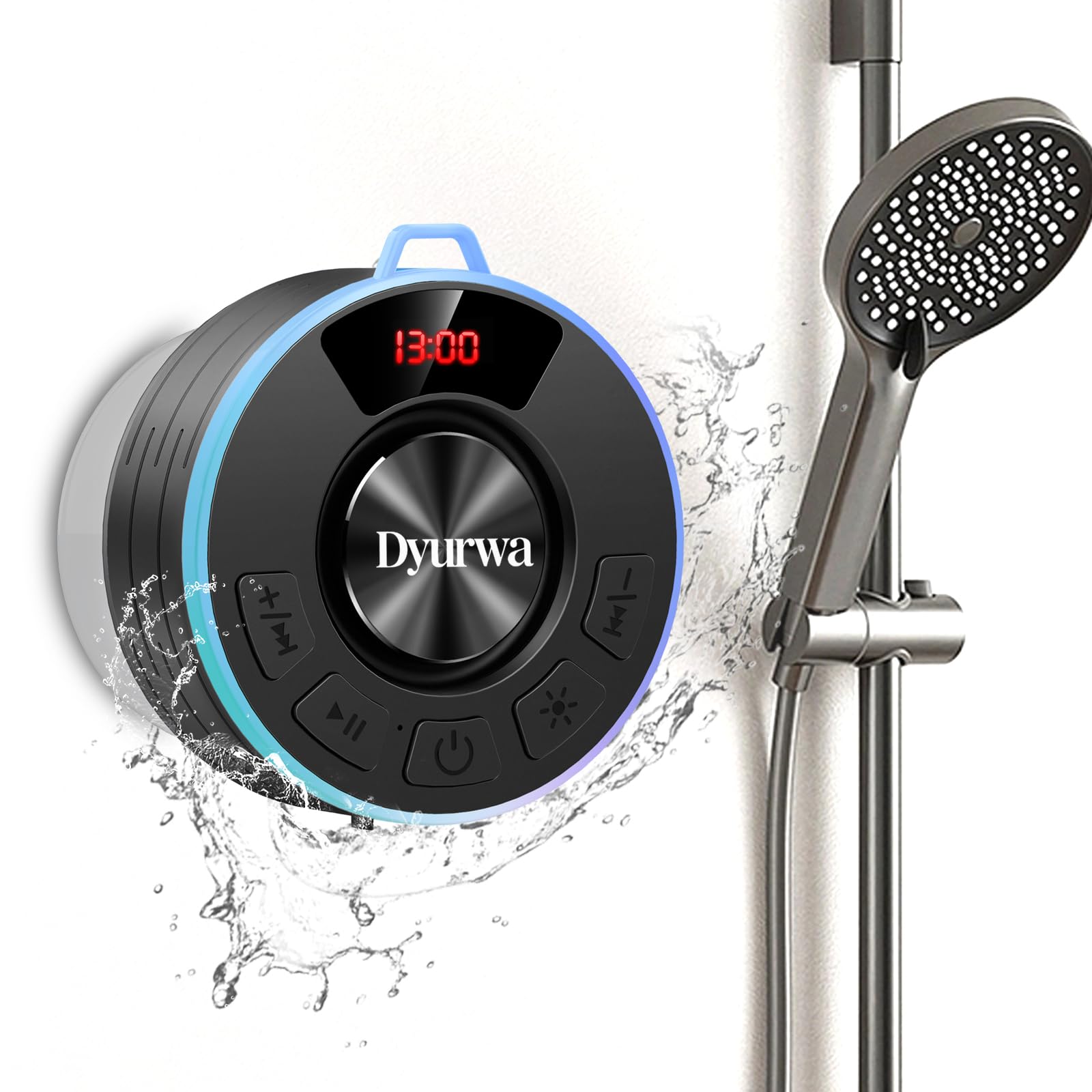 Bluetooth Speaker, Bluetooth 5.3 Shower Speaker with RGB Lights, IP7 Waterproof Small Bluetooth Speaker with Suction Cup and Microphone, 10H Stereo Sound Bluetooth Speaker for Home, Party, Shower