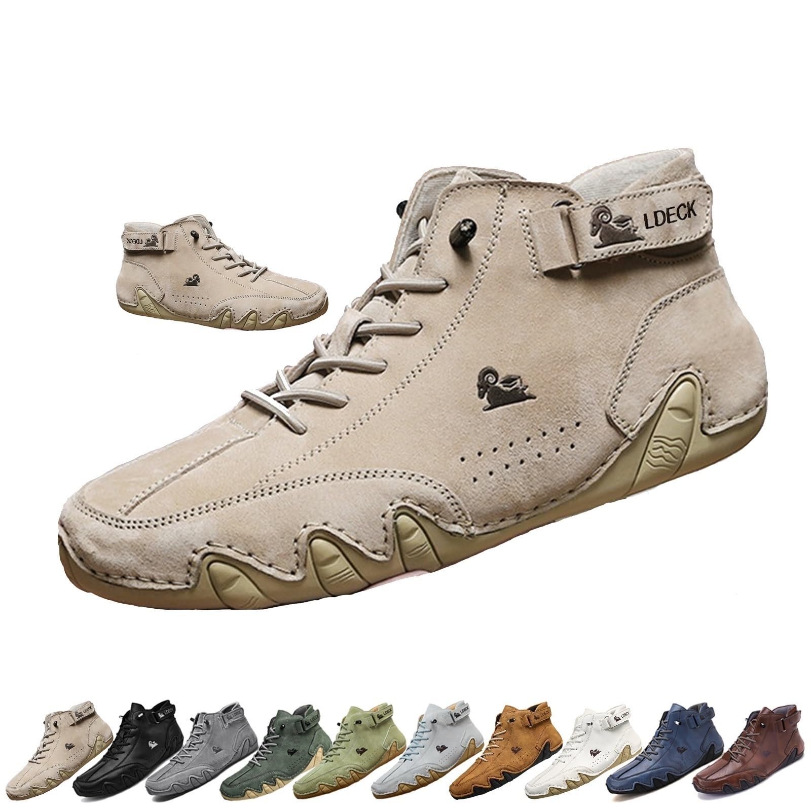 Italienische Herren Handgefertigte Wildleder Hohe Stiefel barfußschuhe , Wasserdicht Rutschfeste Leichtes Atmungsaktive Outdoor Barfuß Schuhe Herre Stiefel zum Wandern und Fahren ( Color : Khaki , Siz