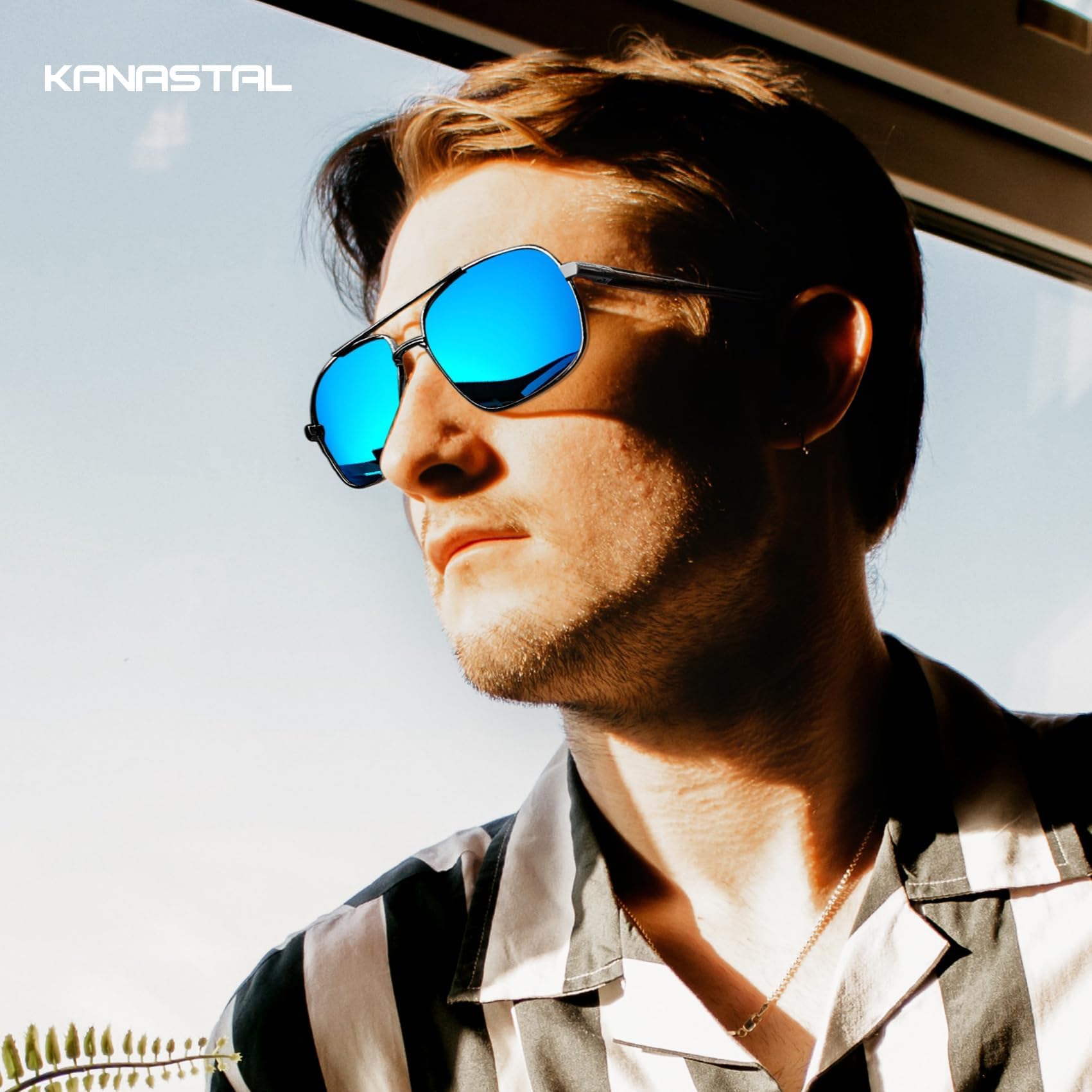 KANASTAL Occhiali da Sole Polarizzati Goccia Uomo Donna UV400 Grandi Quadrati Metallo Oversize Metal Sunglasses per Pesca Viaggio