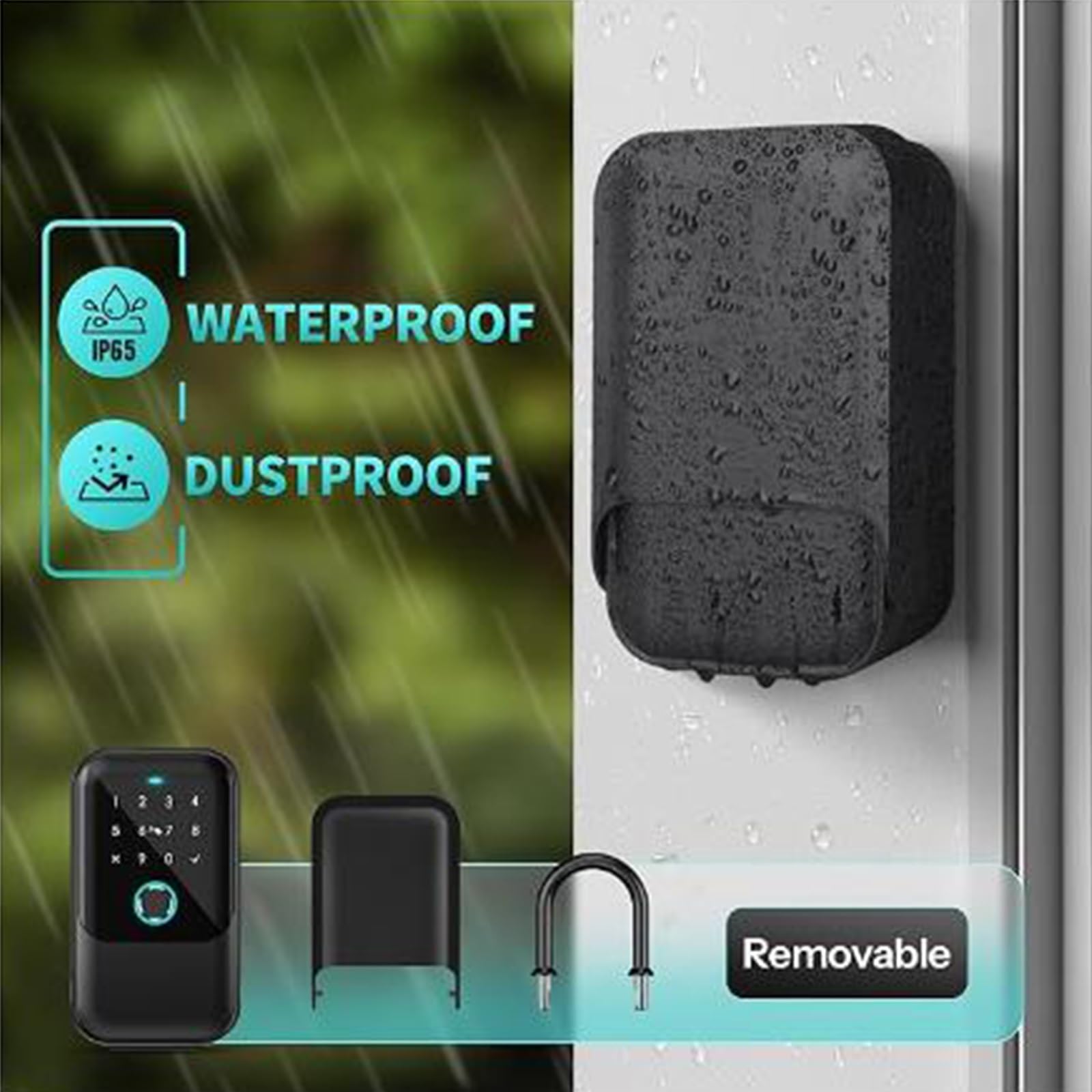 Smart Schlüsseltresor mit Fingerabdruck und Zahlencode, 5 Möglichkeiten zum Entsperren, Öffnung Durch Smartphone, Wasserdichter Schlüsselschrank für Zuhause/Airbnb/Garage (mit Aufhänger)
