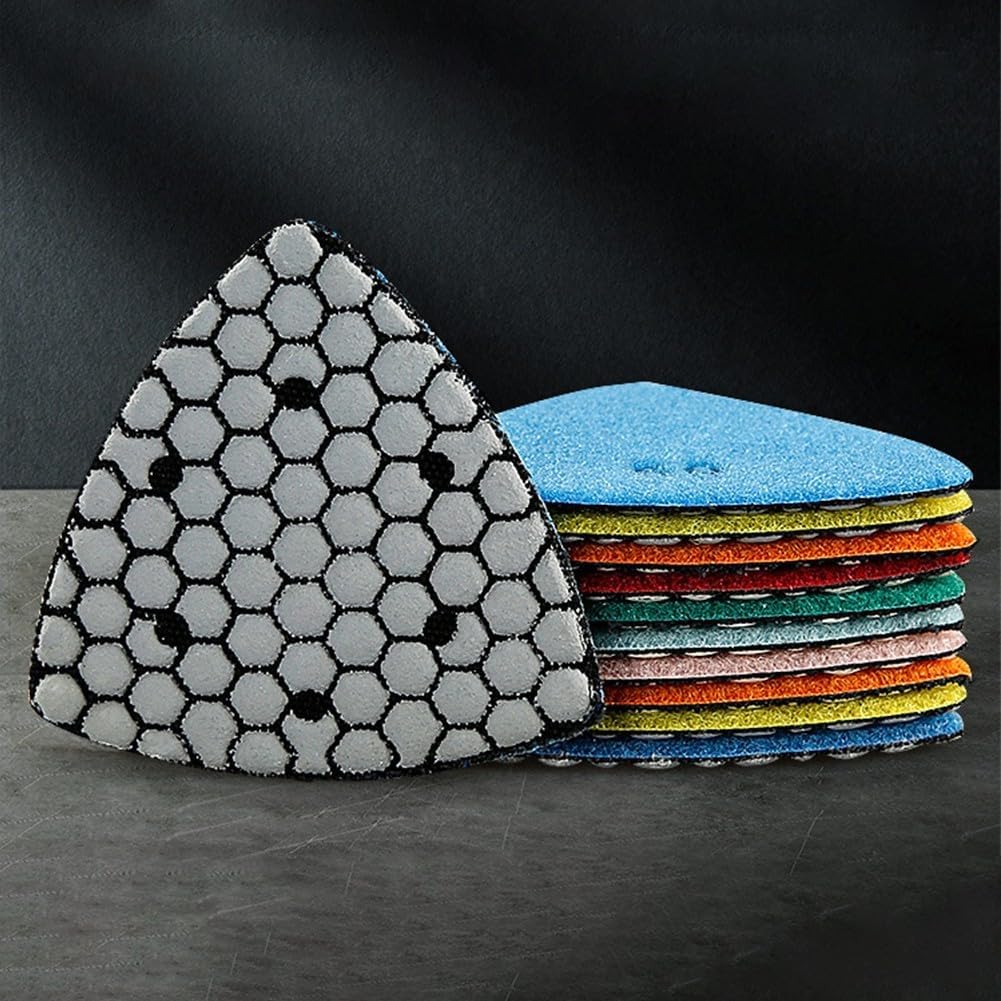 90mm Triangle Sanding Discs, Emery Abrasive Dry Polishing Pads for Granite Marble Concrete Stone, Corner Angle Grinder Attachment for Tight Area Finishing,(200 grit)