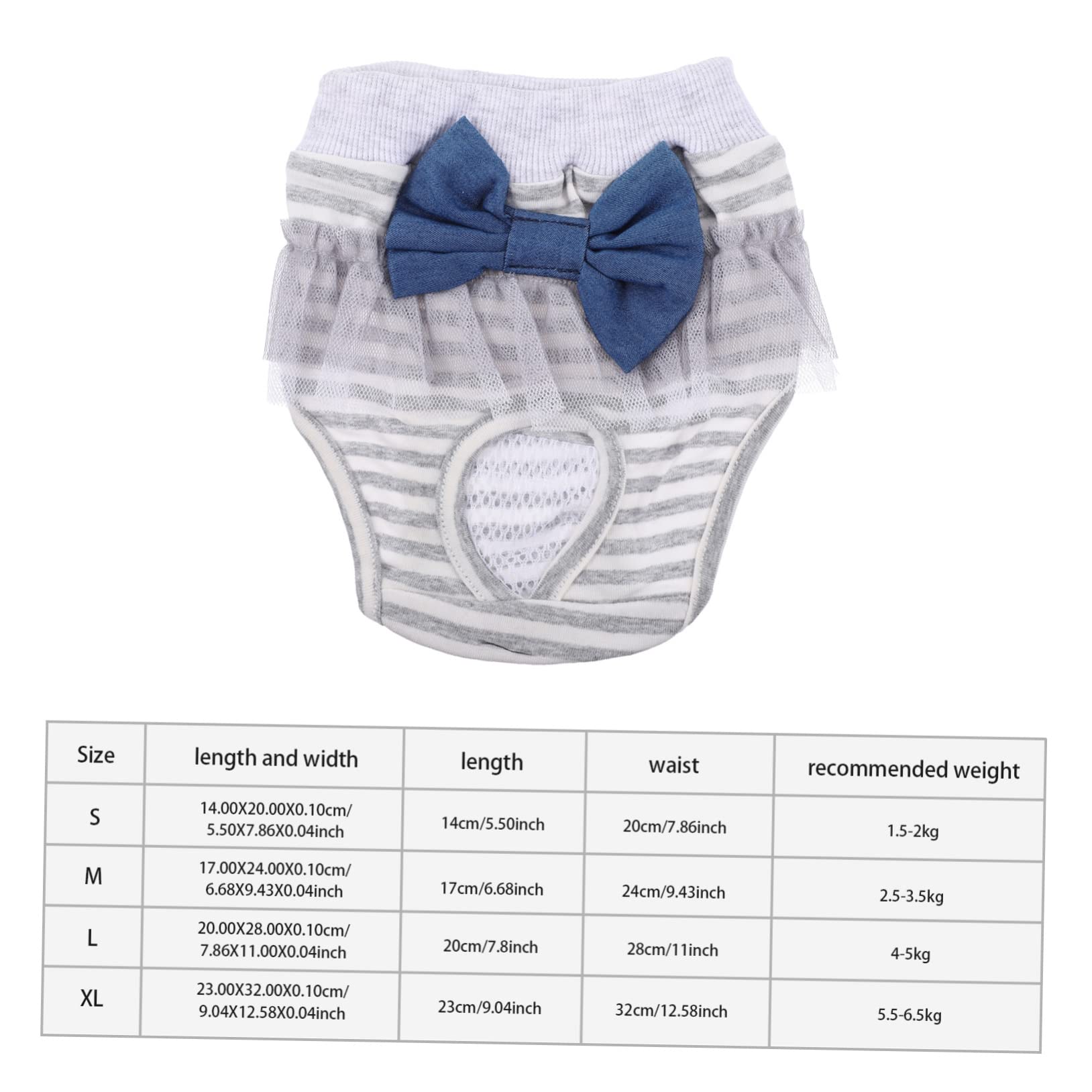 COLLBATH Adorable Female Dog Diapers Comfortable Washable Dog Period Panties for Daily Use Soft Material Easy to Put for Dogs Heat Incontinence with Bow