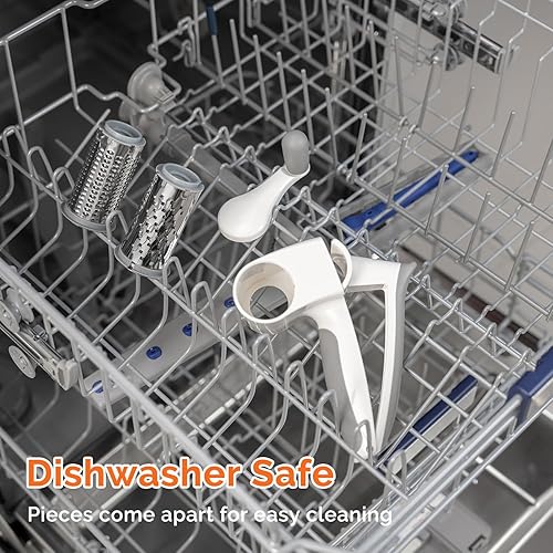 Miniatura 8 de Rallador rotativo patentado de queso parmesano, trituradora de queso de manivela con tambores finos y gruesos, calidad de restaurante, blanco, acero