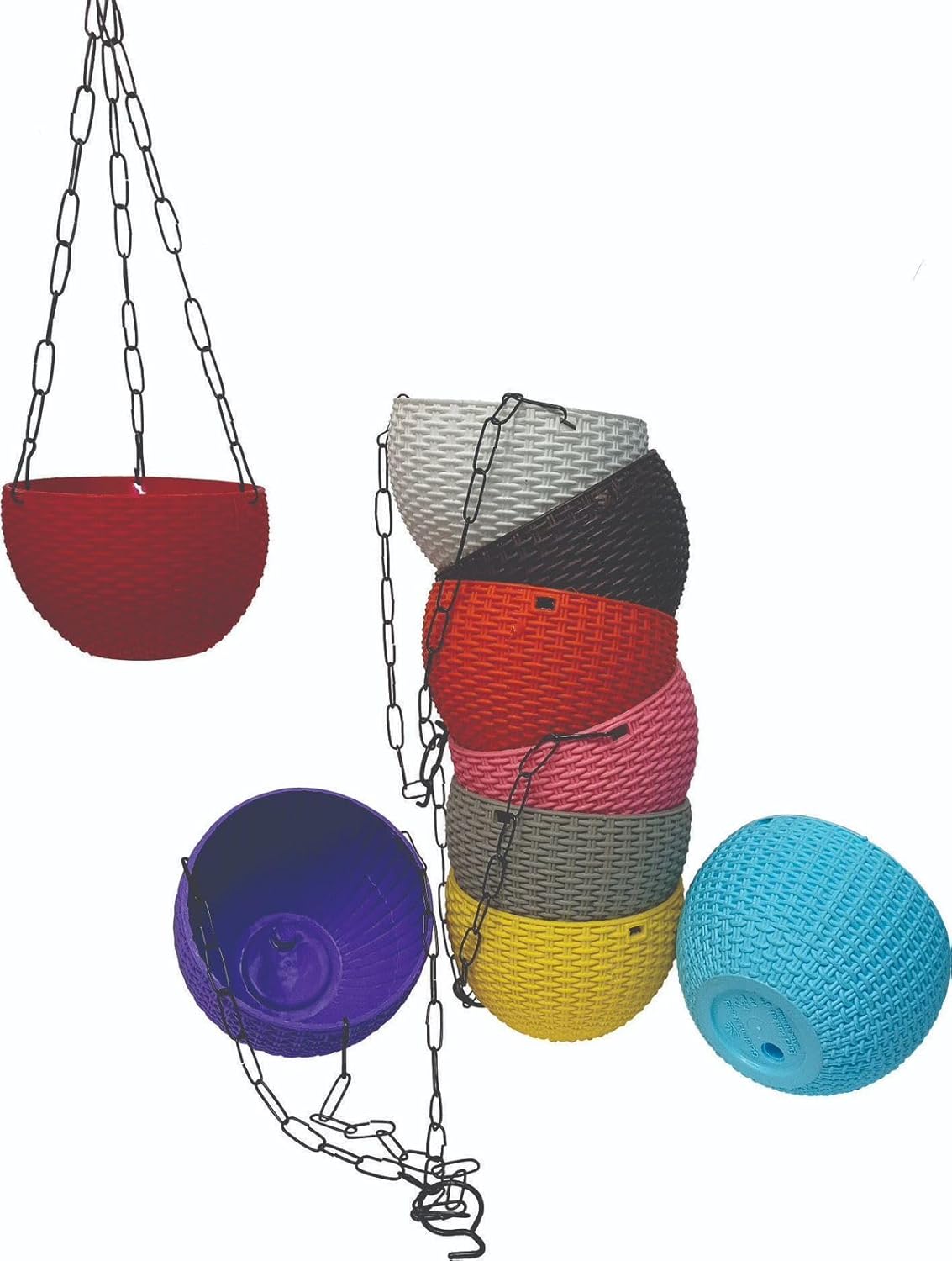 Good Homes Euro Basket Hanging Pots – Set of 5 | Multi Colour Premium Plastic Hanging Planters with Chain | Stylish & Lightweight Decorative Pots for Home, Balcony, Garden & Indoor Plants Good Homes Euro Basket Hanging Pots – Set of 5 | Multi Colour Premium Plastic Hanging Planters with Chain | Stylish & Lightweight Decorative Pots for Home, Balcony, Garden & Indoor Plants