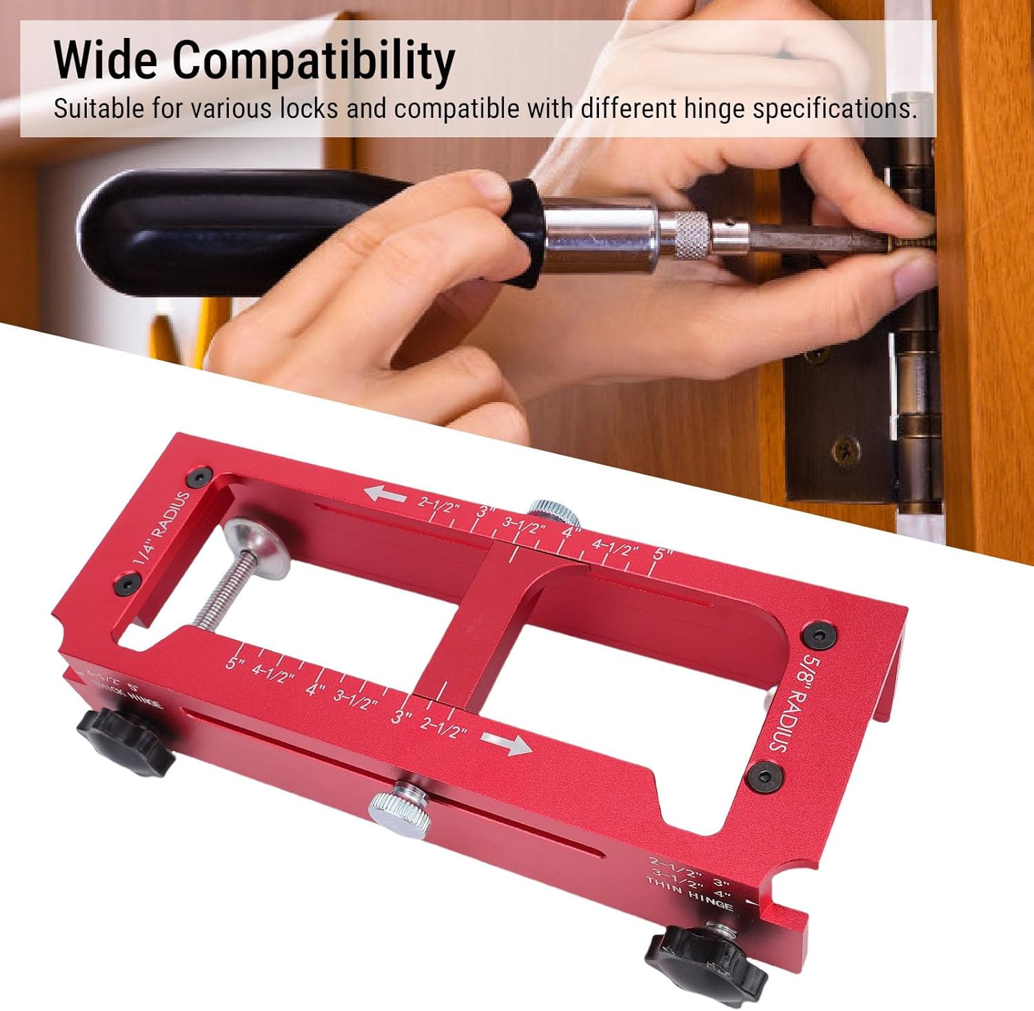 Fafeicy Door Hinge Jig High Precision Aluminum Alloy Template Kit for Mortise and Lock Installation on Wood Doors 22x8x5cm