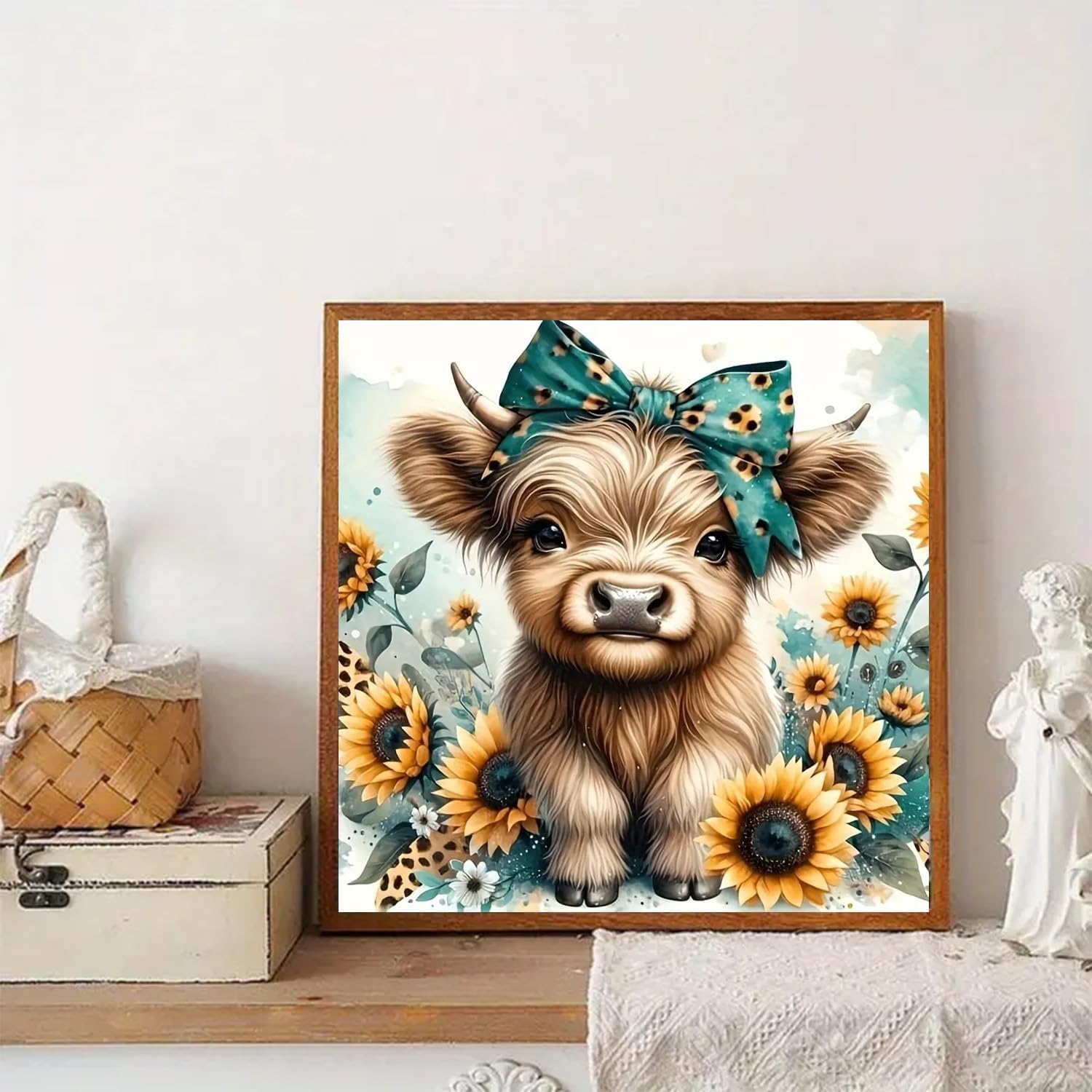 Jakener Cow Diamond Art Kits for Adults,Cattle Diamond Painting Kits for Adults DIY 5D Round Full Drill Gem Art and Crafts for Home Wall Decor 35x35cm/14x14in - Image 4