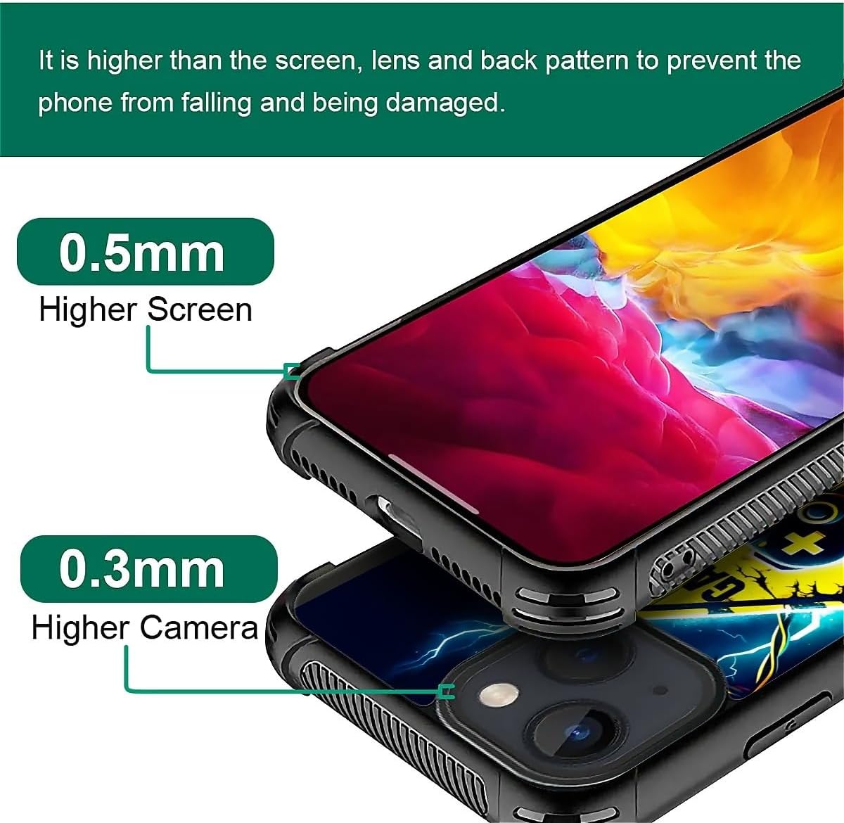 for iPhone 15 Case 6.1-inch with Gamer Zone Four Corner Airbag Protection Design Soft Silicone Frame Personalized Pattern Case Compatible with iPhone 15 for Men - Image 5