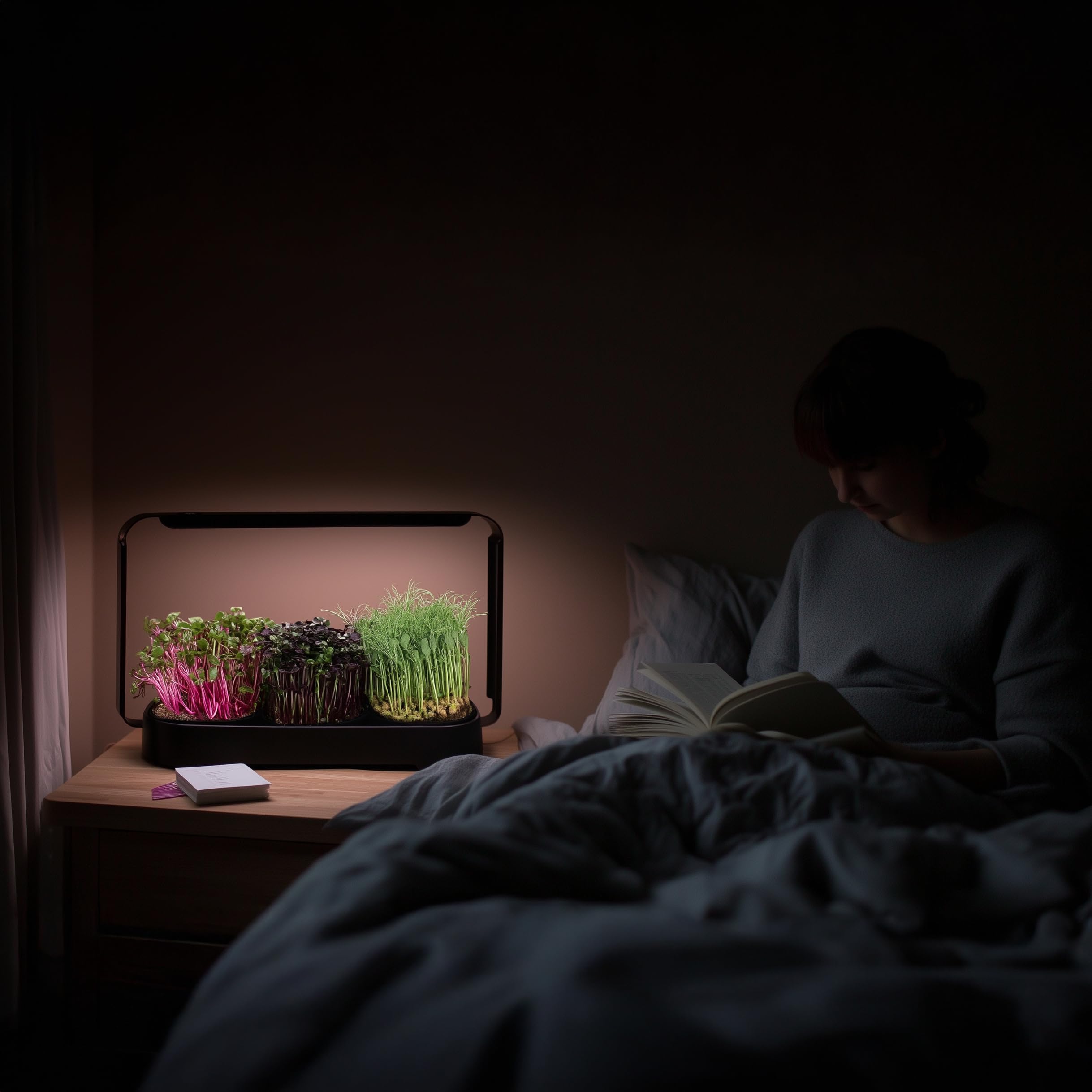 Microgreens Zestaw do uprawy w pomieszczeniach, do użytku wewnątrz i z oświetleniem LED, 3 mikrozielone tace do uprawy, 6 mat jutowych, zestaw do uprawy w pomieszczeniach i zestaw do