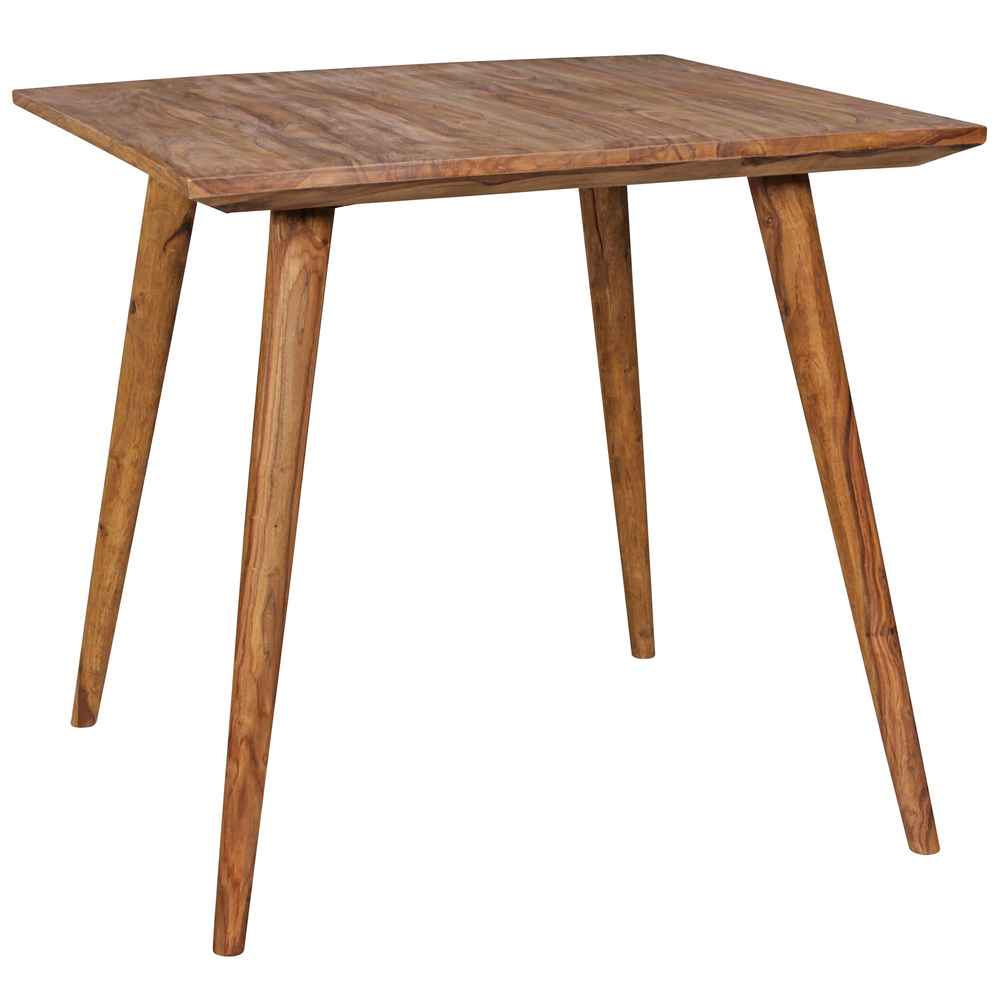 FineBuy Esstisch quadratisch 80cm Sheesham Massivholz – Rustikaler Holztisch im Landhausstil, Design Esszimmertisch massiv, Küchentisch klein für 4 Personen Bistrotisch