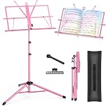 New bee 2 Pack Music Stand for Sheet Foldable with Carrying Bag, Metal Sheet Music Stand Portable, Adjustable Podium Stand with Tripod Base and Sheet Music Folder
