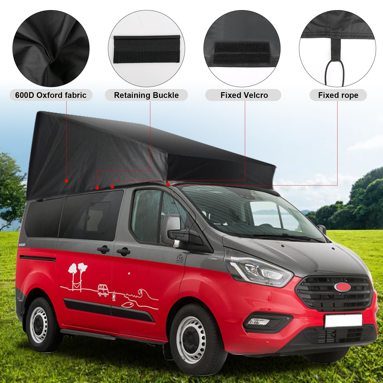 Pop-Top Dachschutz Ersatz für Ford Transit Custom, Wetterschutz Camper Dachzelt für Aufstelldach Schlafdach Outdoor Camping, Nicht Geeignet für Nachgerüsteten Dächer