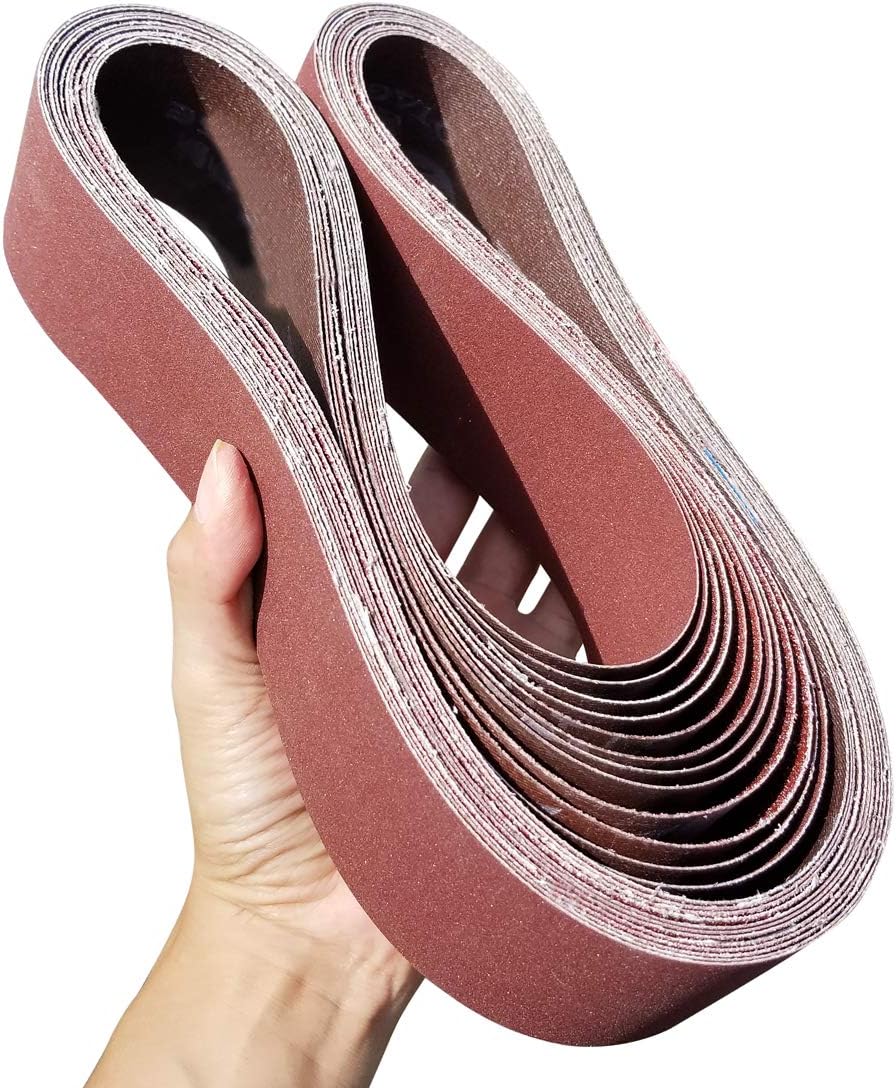 SACKORANGE 12 Pack 2 x 42 Inch Abrasive Sanding Belts - 2 Each of 60 80 120 150 240 400 Grit Aluminum Oxide Sander Belts For Belt Sander (2' x 42'')