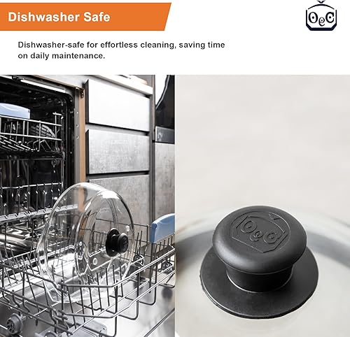 Miniatura 5 de OEC Cubierta de vidrio de borosilicato templado para microondas, ventilado, de 10 pulgadas, con mango de silicona negra de fácil agarre, 100% libre