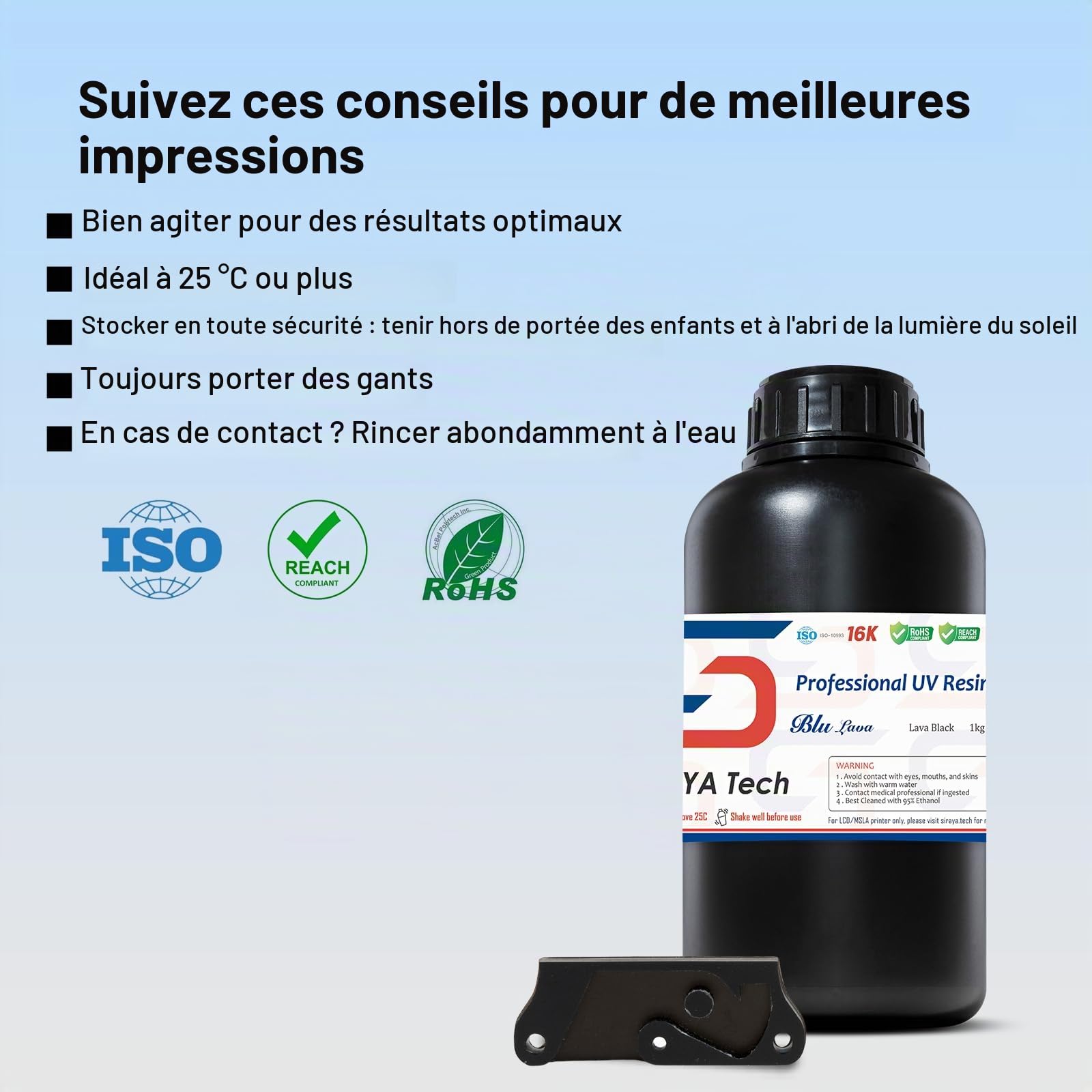 Siraya Tech Blu lava Black: résine d'impression 3D ultra - dure pour PC | résine d'impression haute résistance, haute résolution