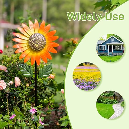 Miniatura 35 de Molinillos de viento para exteriores, molinetes de jardín de flores de metal, esculturas de viento de jardín y molinillos para decoración de patio