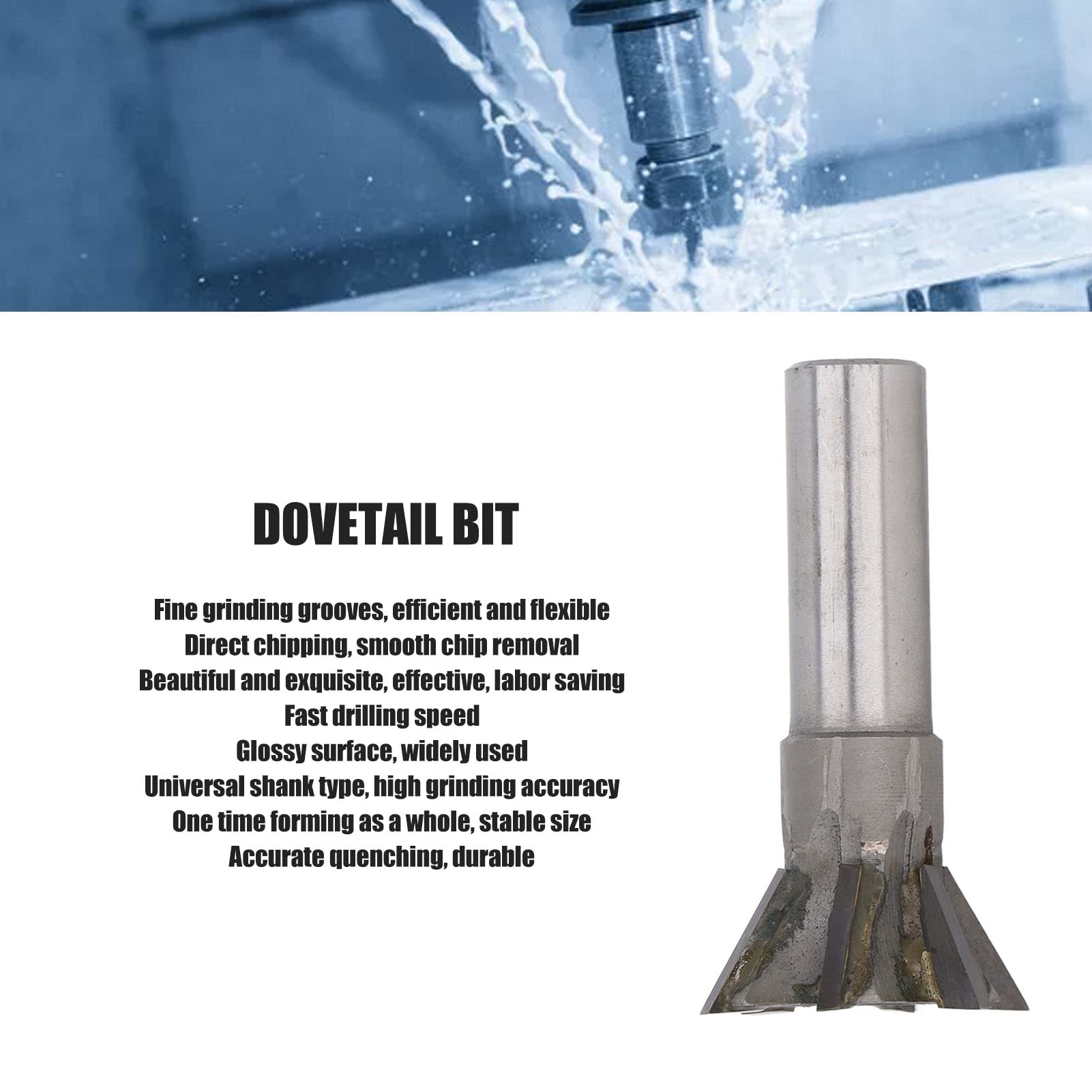 Fresa de cola de milano de acero de alta velocidad - Fresa de cola de milano de vástago recto YG8 de 45 mm x 60 grados Fresa de extremo de carburo Fresa de metal