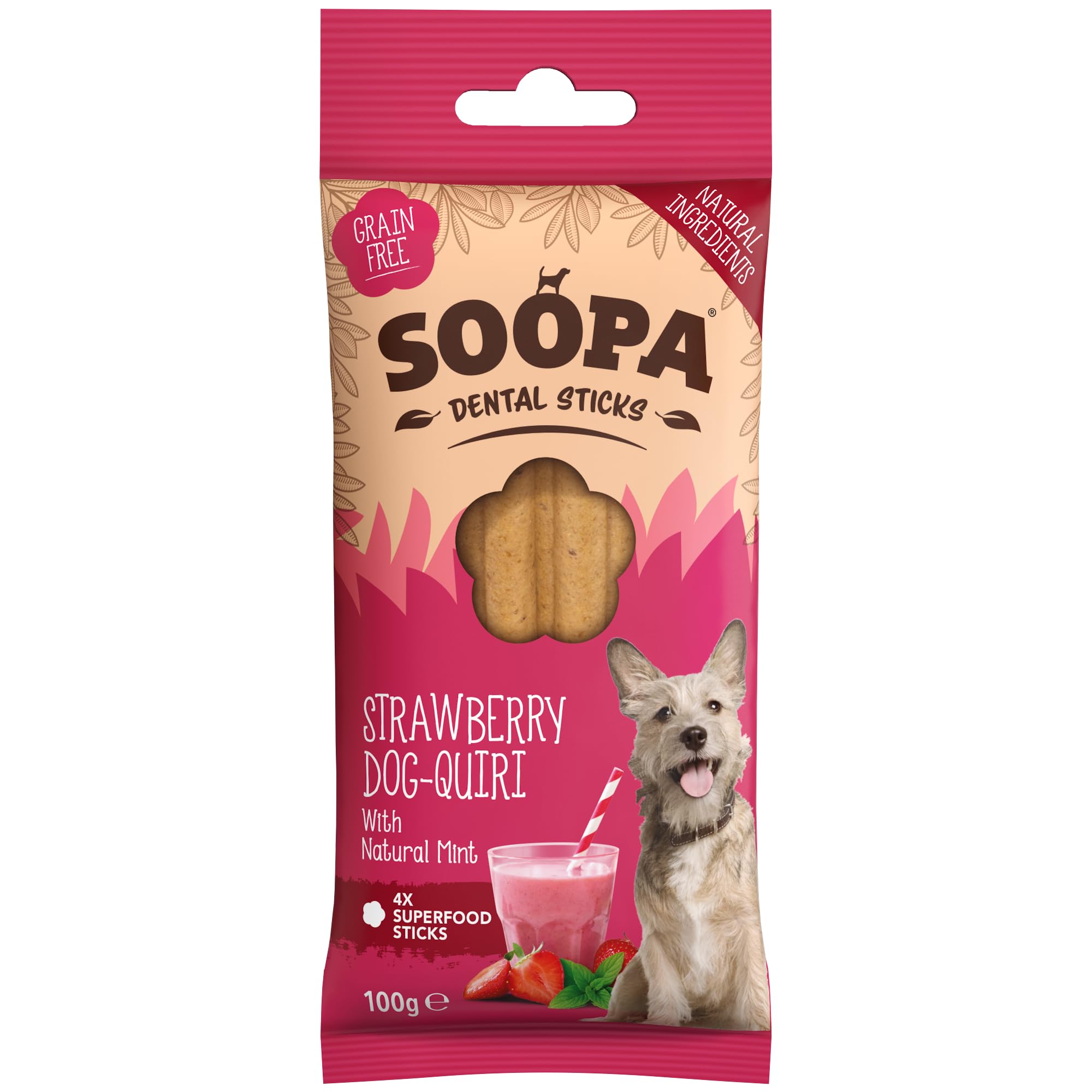 Soopa Strawberry Dog-Quiri Dental Sticks 100g